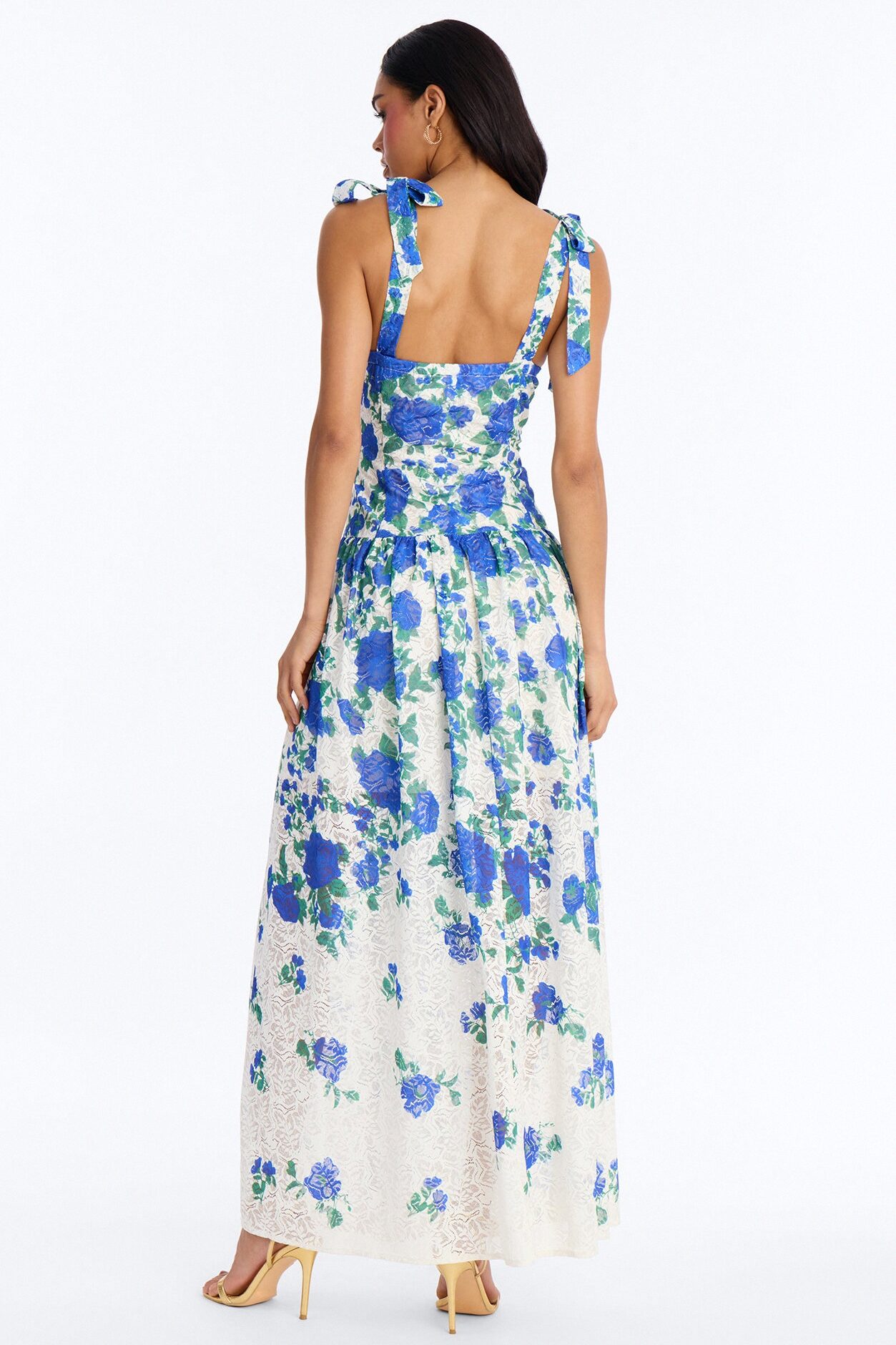 Jessinta Floral Lace Maxi Dress - Blue/combo