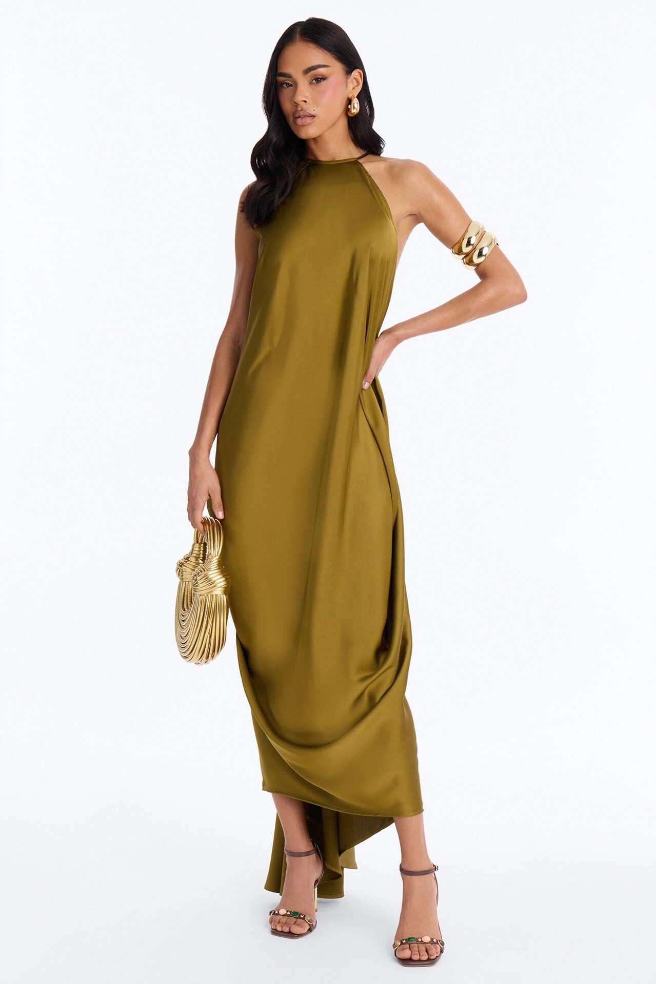 Elisa Draped Maxi Dress - Olive