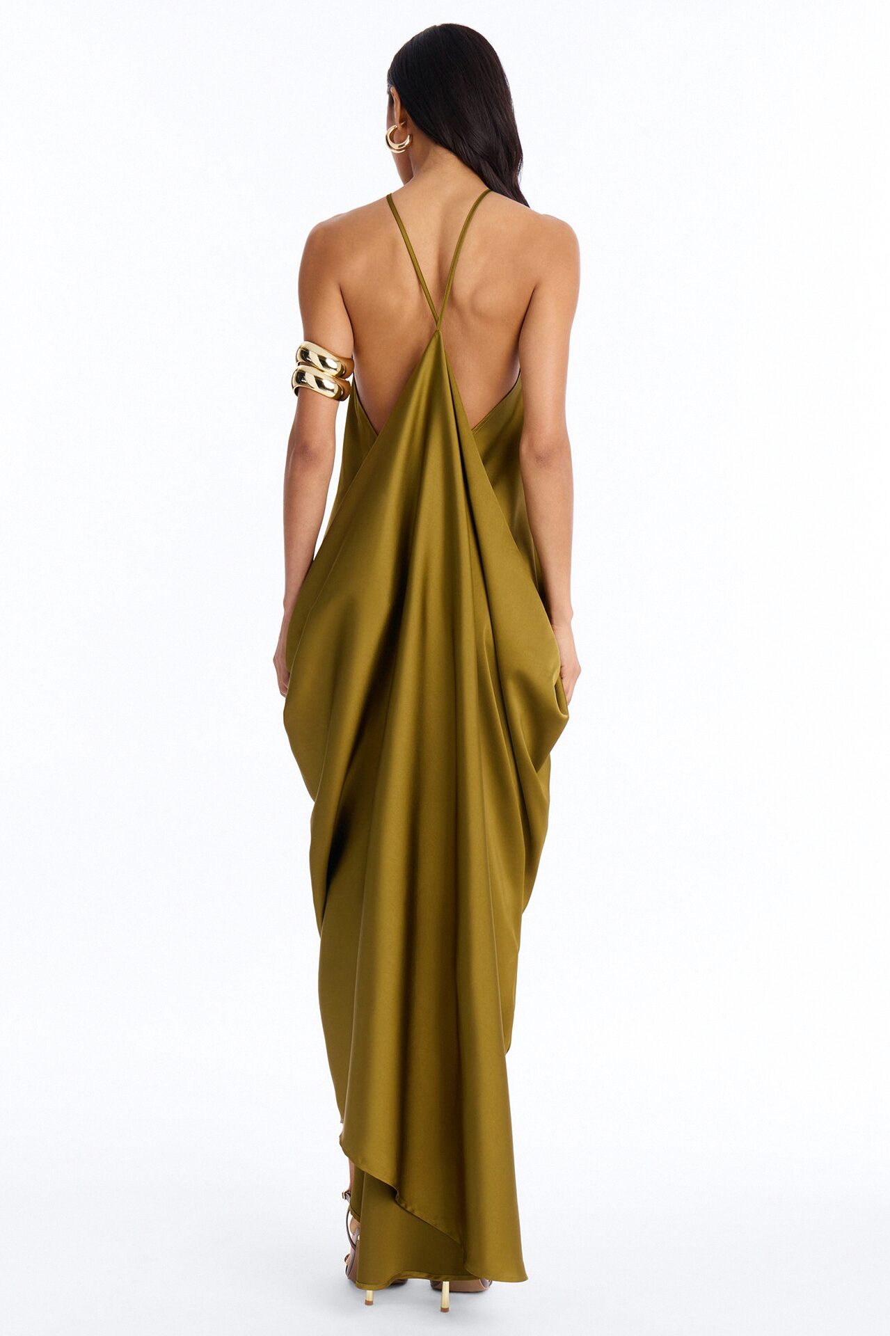Elisa Draped Maxi Dress - Olive