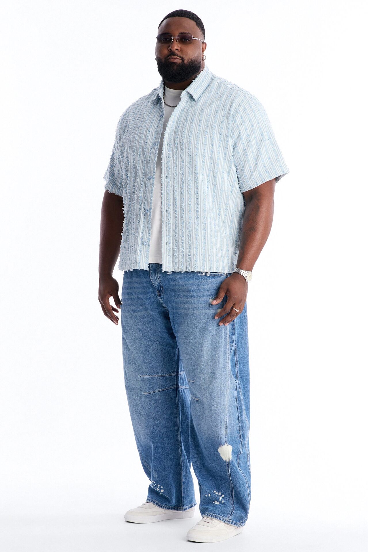 Relaxed Eternal Shell Button Up Shirt - Light Blue