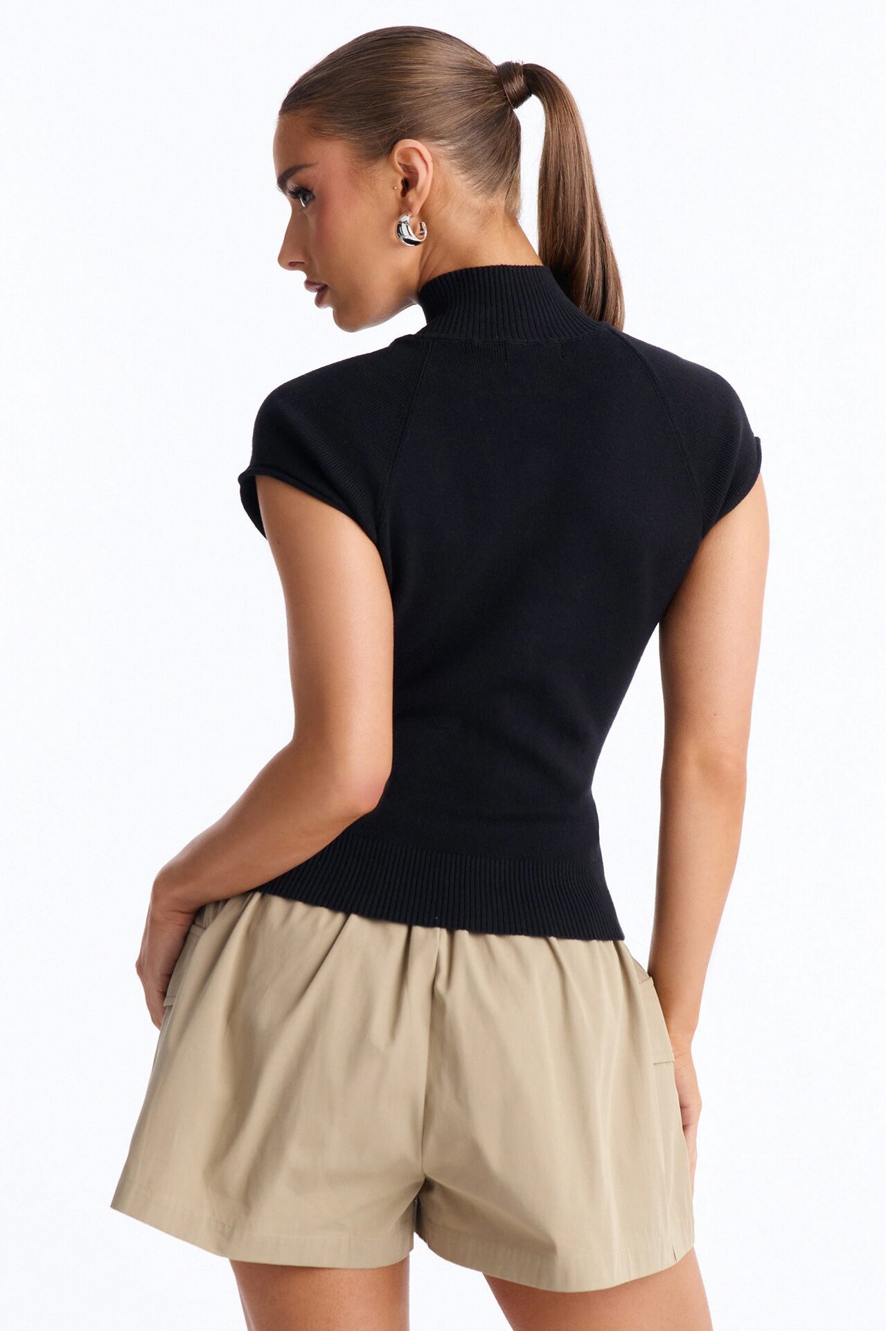 In A Daydream Mock Neck Cardigan Top - Black
