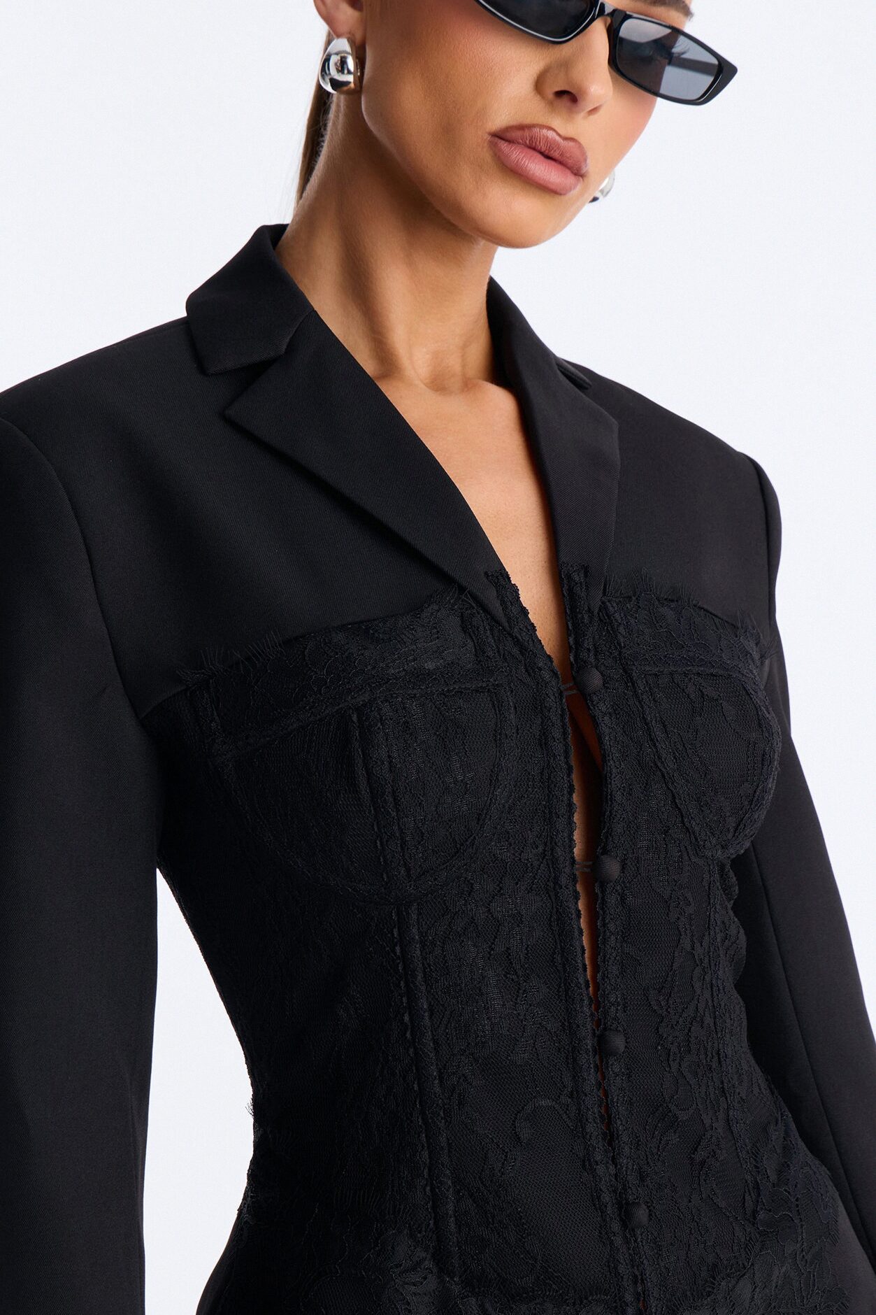 Deep Secrets Lace Corset Blazer - Black