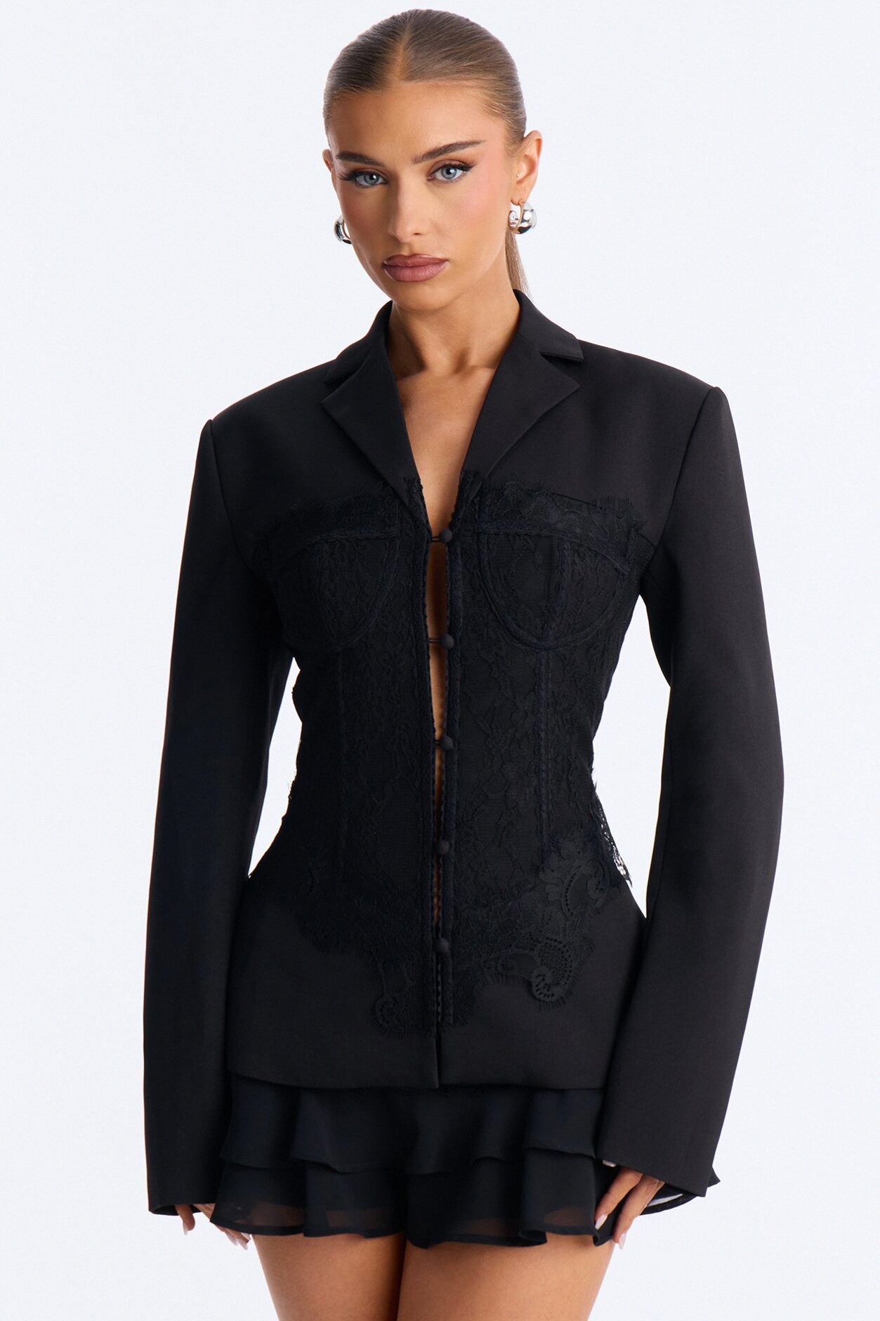 Deep Secrets Lace Corset Blazer - Black
