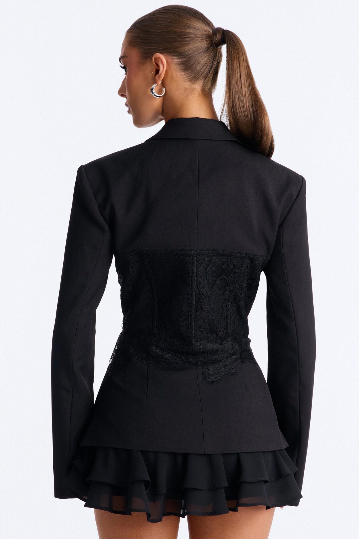 Deep Secrets Lace Corset Blazer - Black