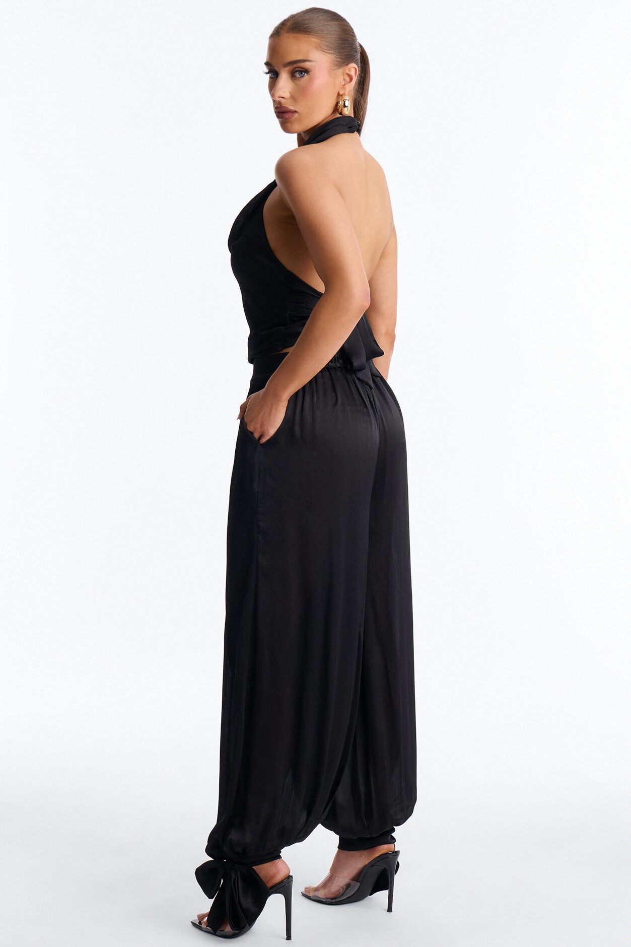 Paola Halter Balloon Pant Set - Black