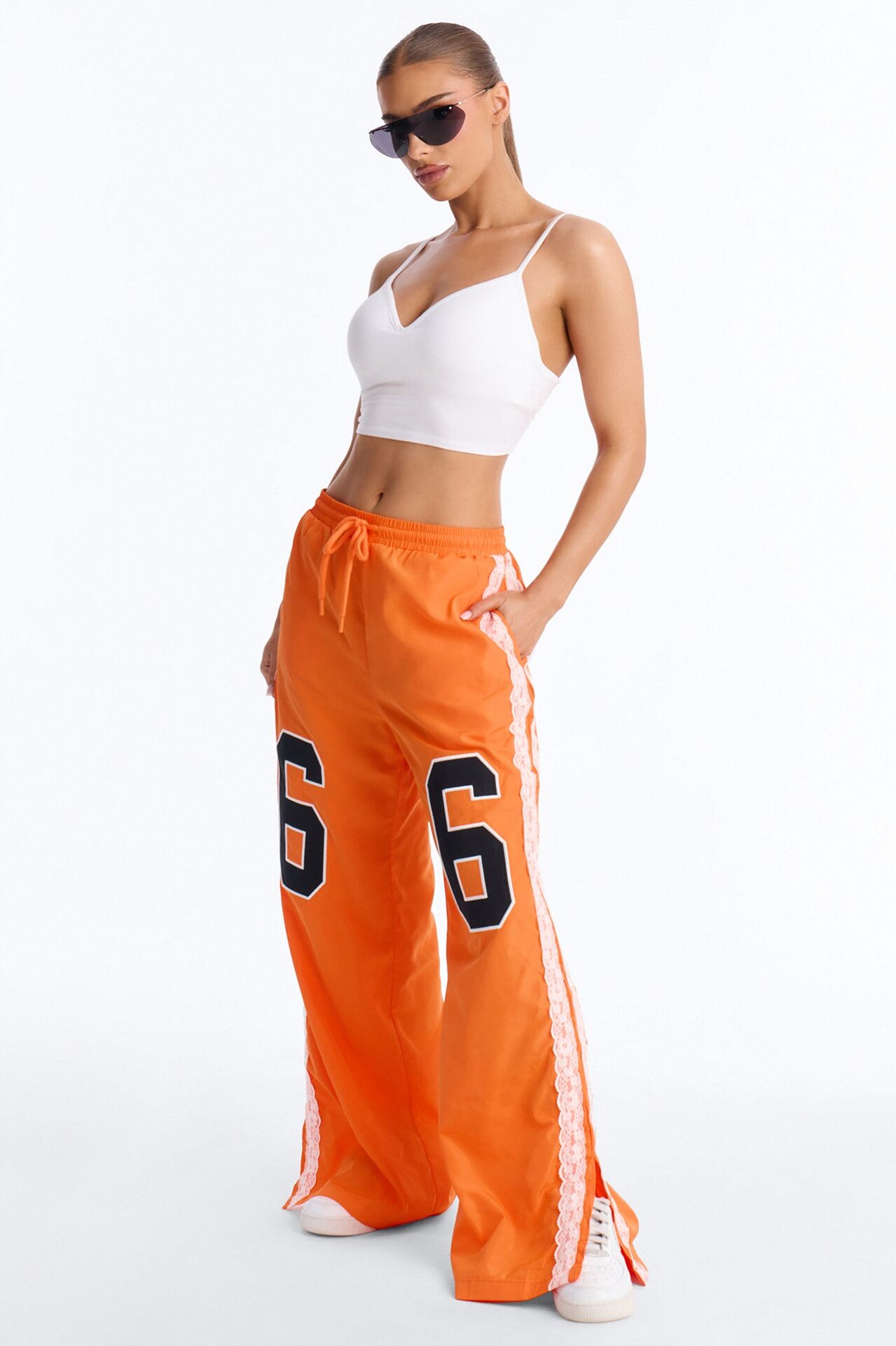 Lucky You Laced Windbreaker Lounge Pant - Orange