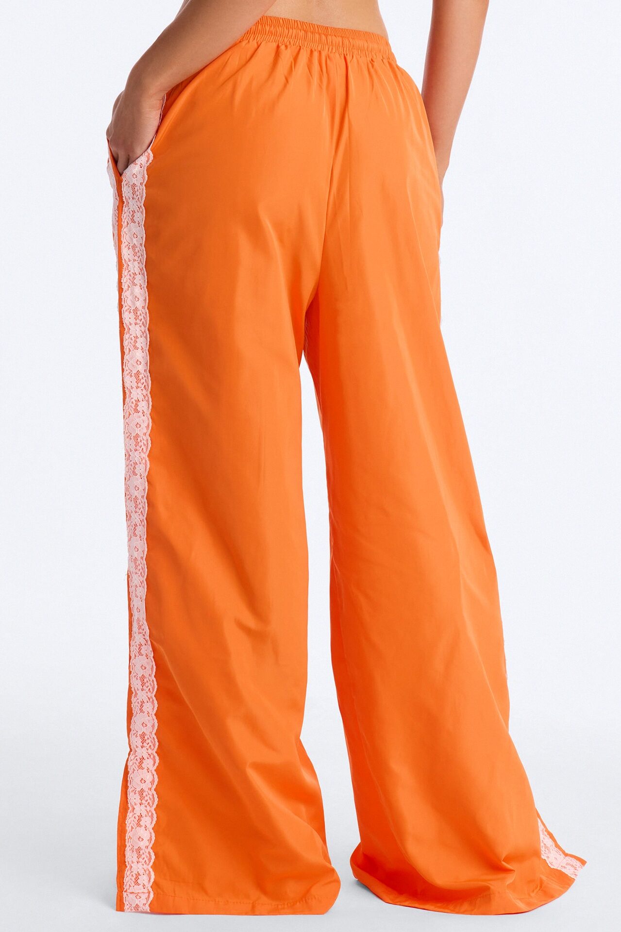 Lucky You Laced Windbreaker Lounge Pant - Orange