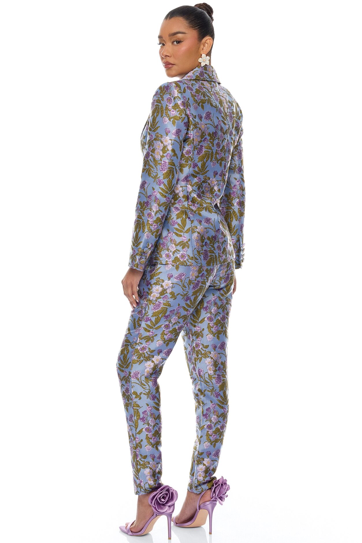 Emilee Jacquard Blazer Pant Set - Periwinkle