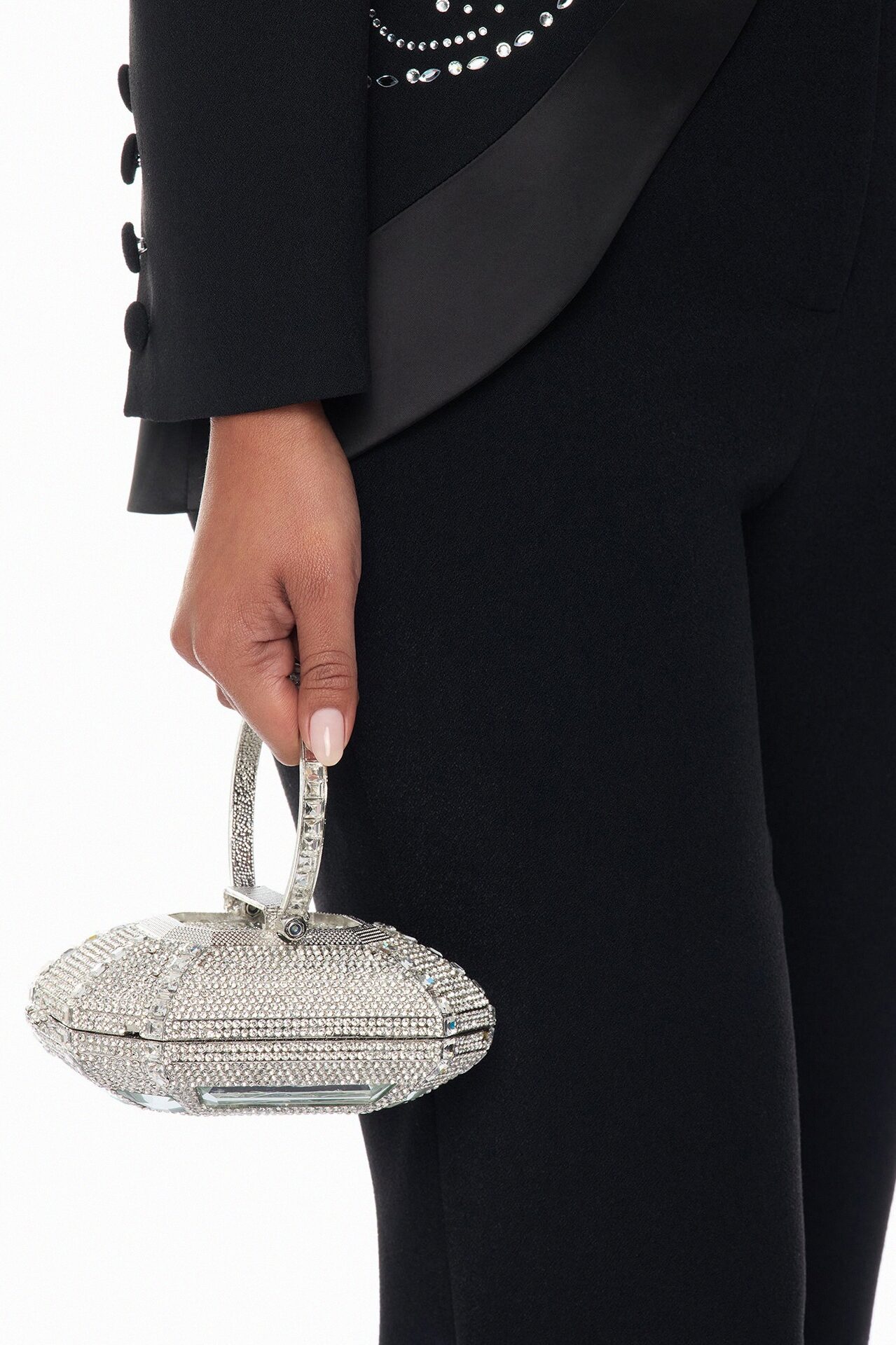 Put A Ring On It Rhinestone Clutch - Silver