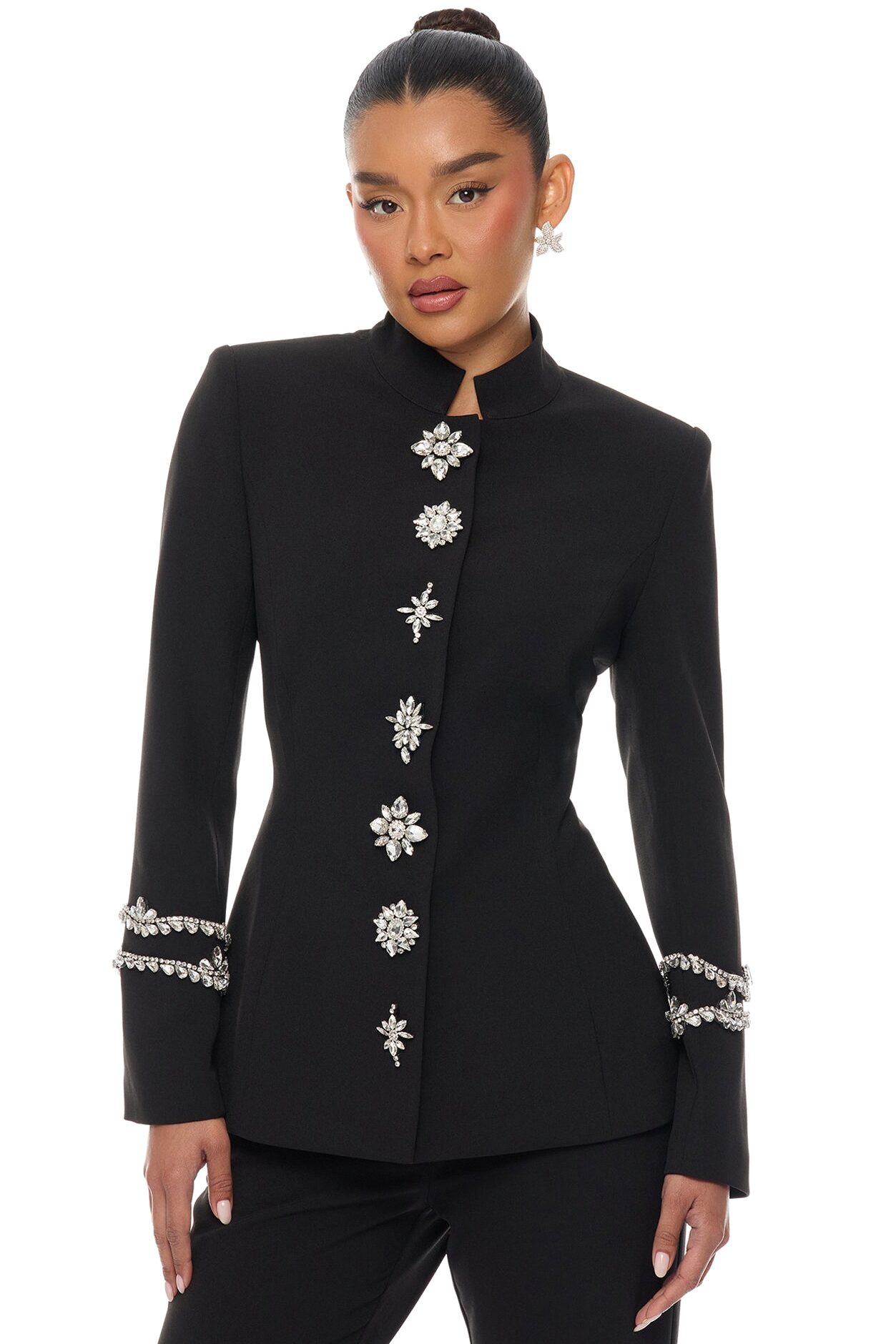 Billie Rhinestone Pant Set - Black