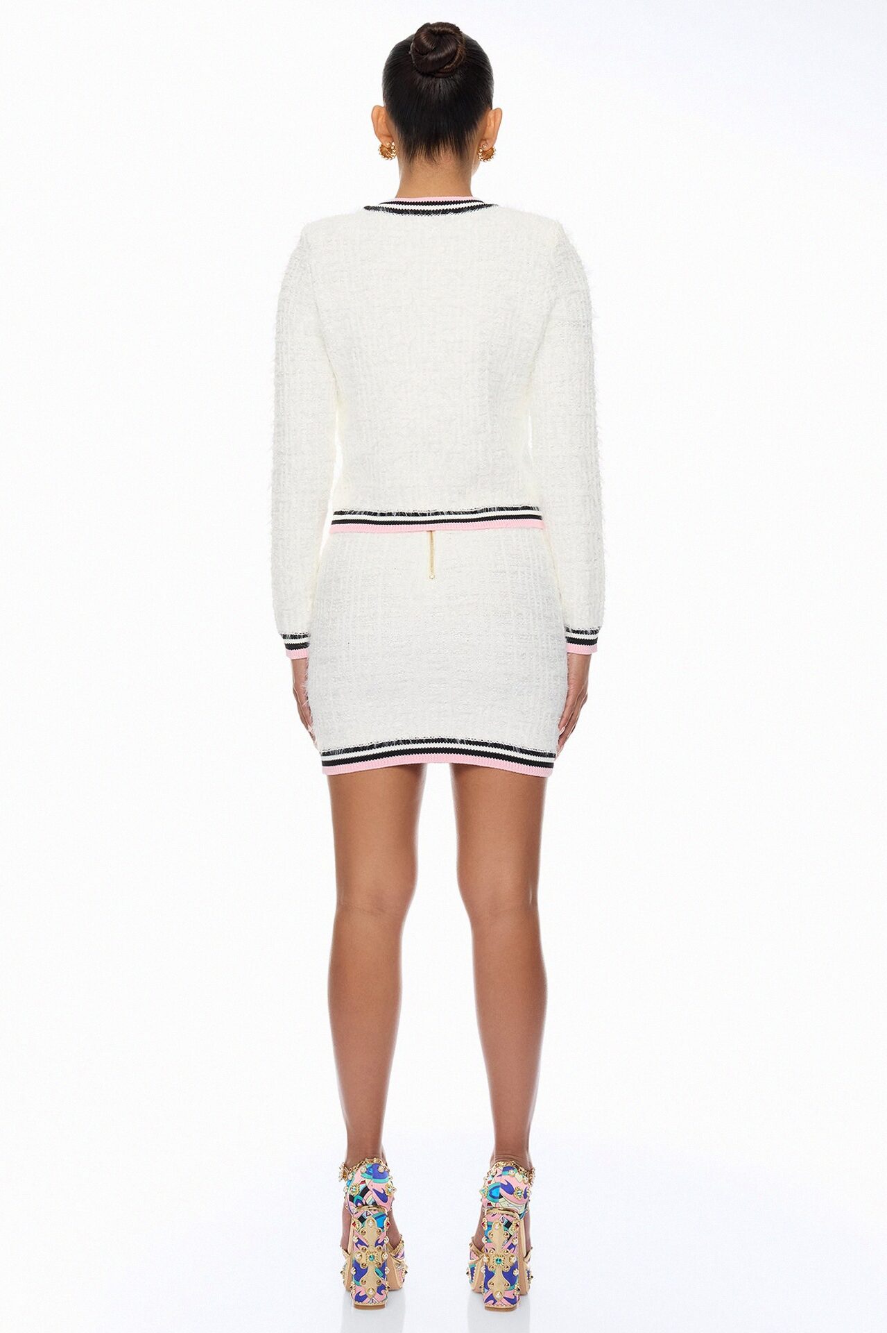 Haylee Tweed Skirt Set - White/combo