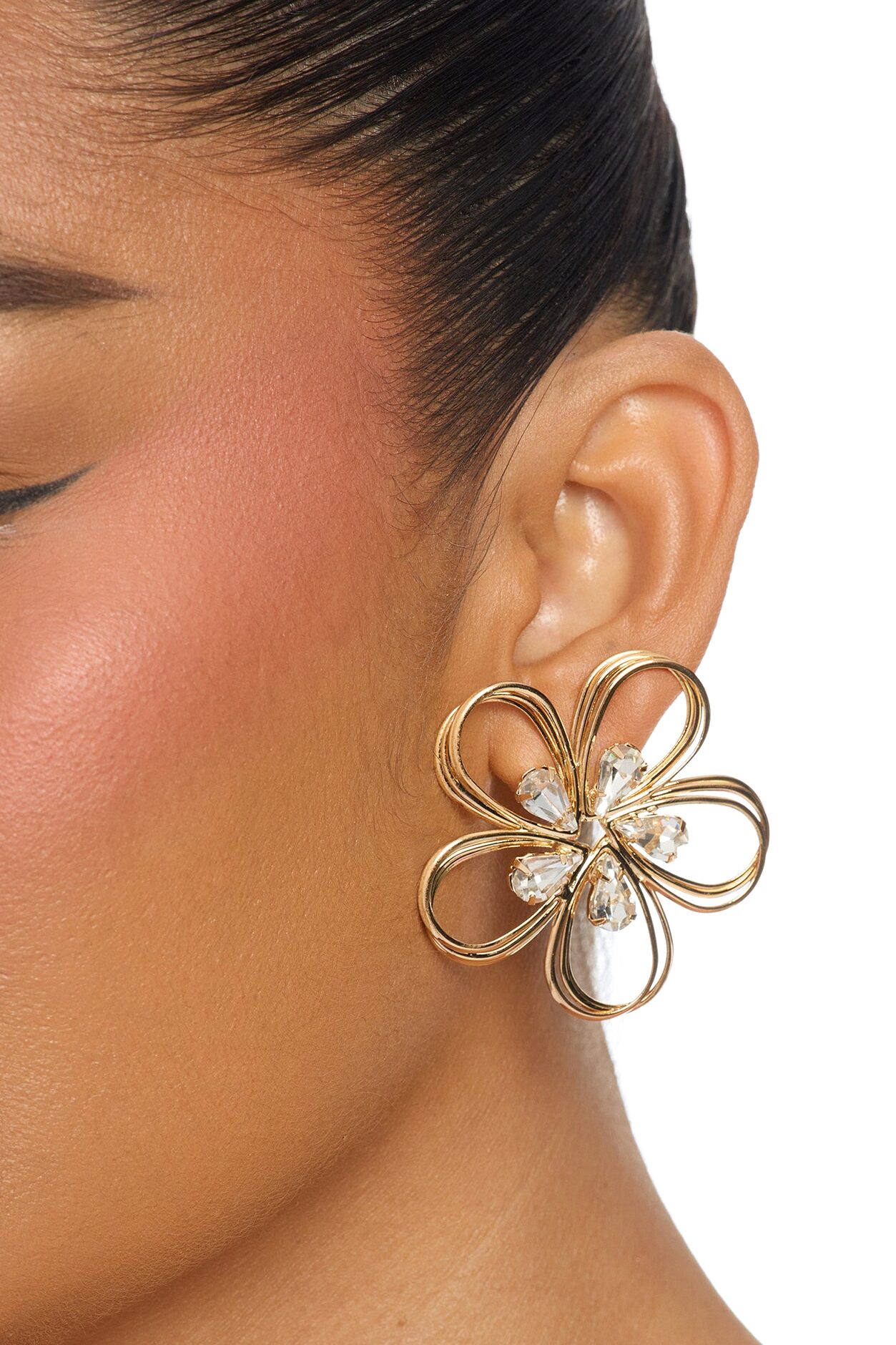 Vacation Repeat Floral Drop Earrings - Gold