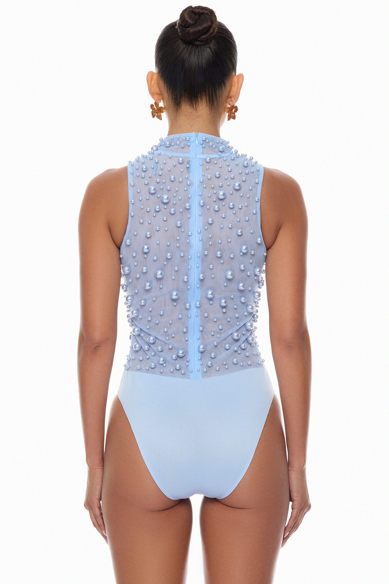 Pure Bliss Sheer Pearl Bodysuit - Light Blue