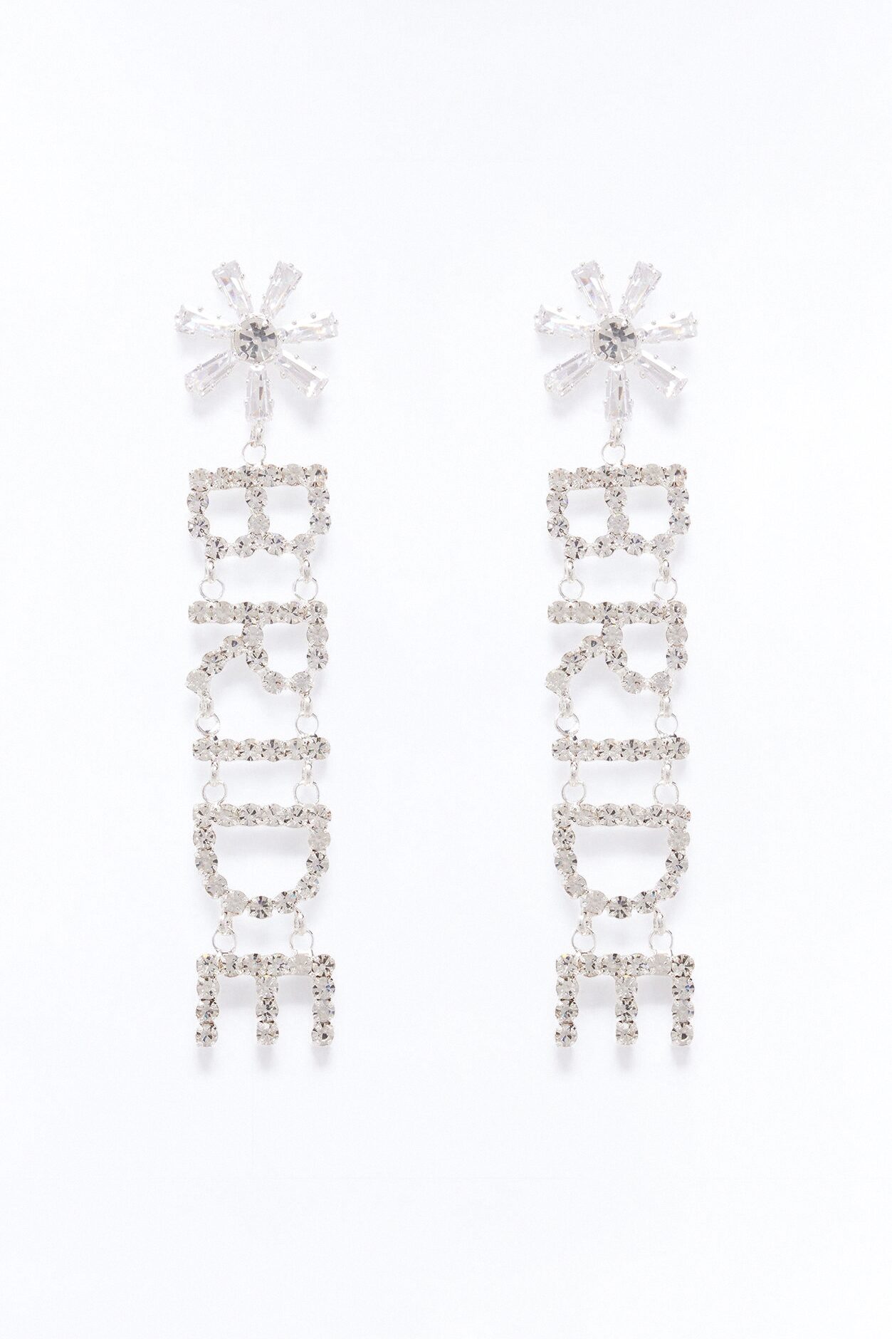 Bride Era Rhinestone Drop Earrings - Silver