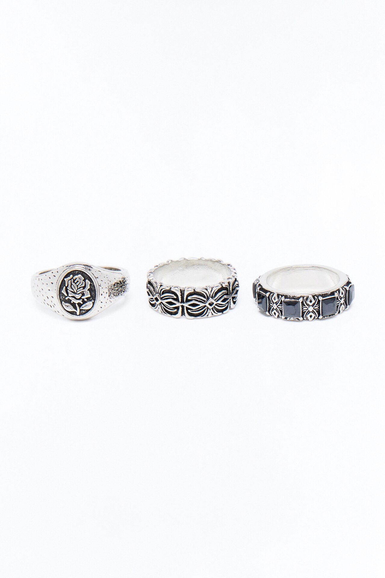 Darkening Rose Multi Size Ring Set - Silver