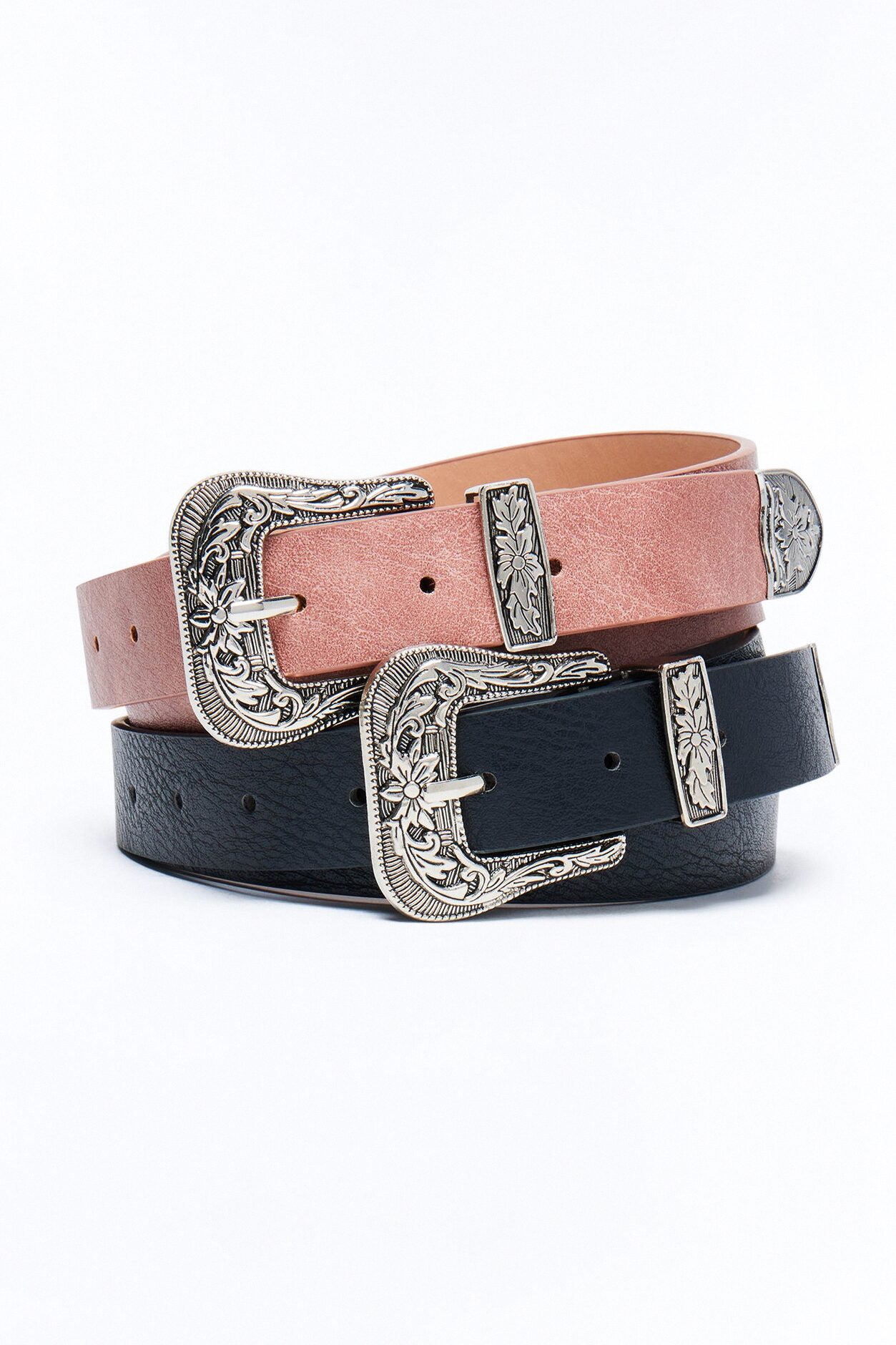 Wild Dance Faux Leather 2 Pack Belt Set - Pink/combo
