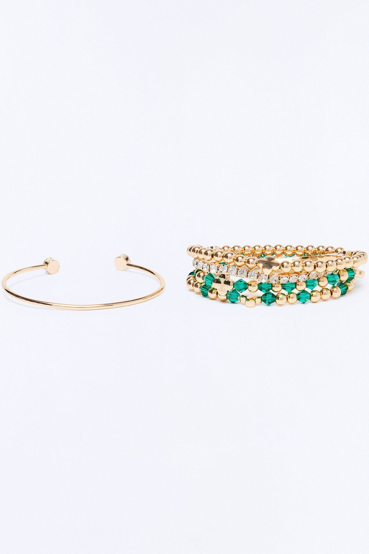 Counting On You 5pc Bracelet Set - Gold/Green