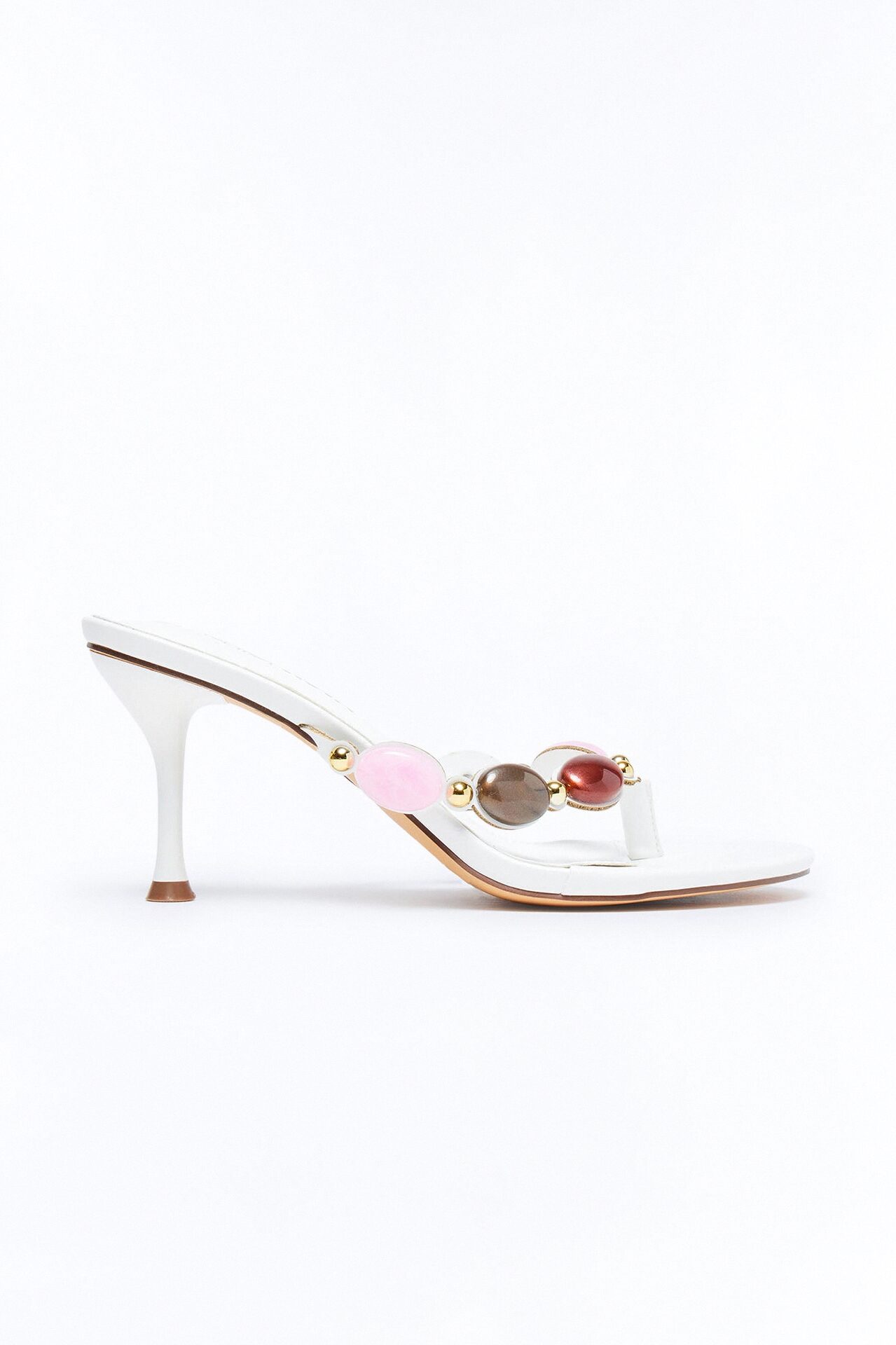 Bay Stone Thong Heels - White