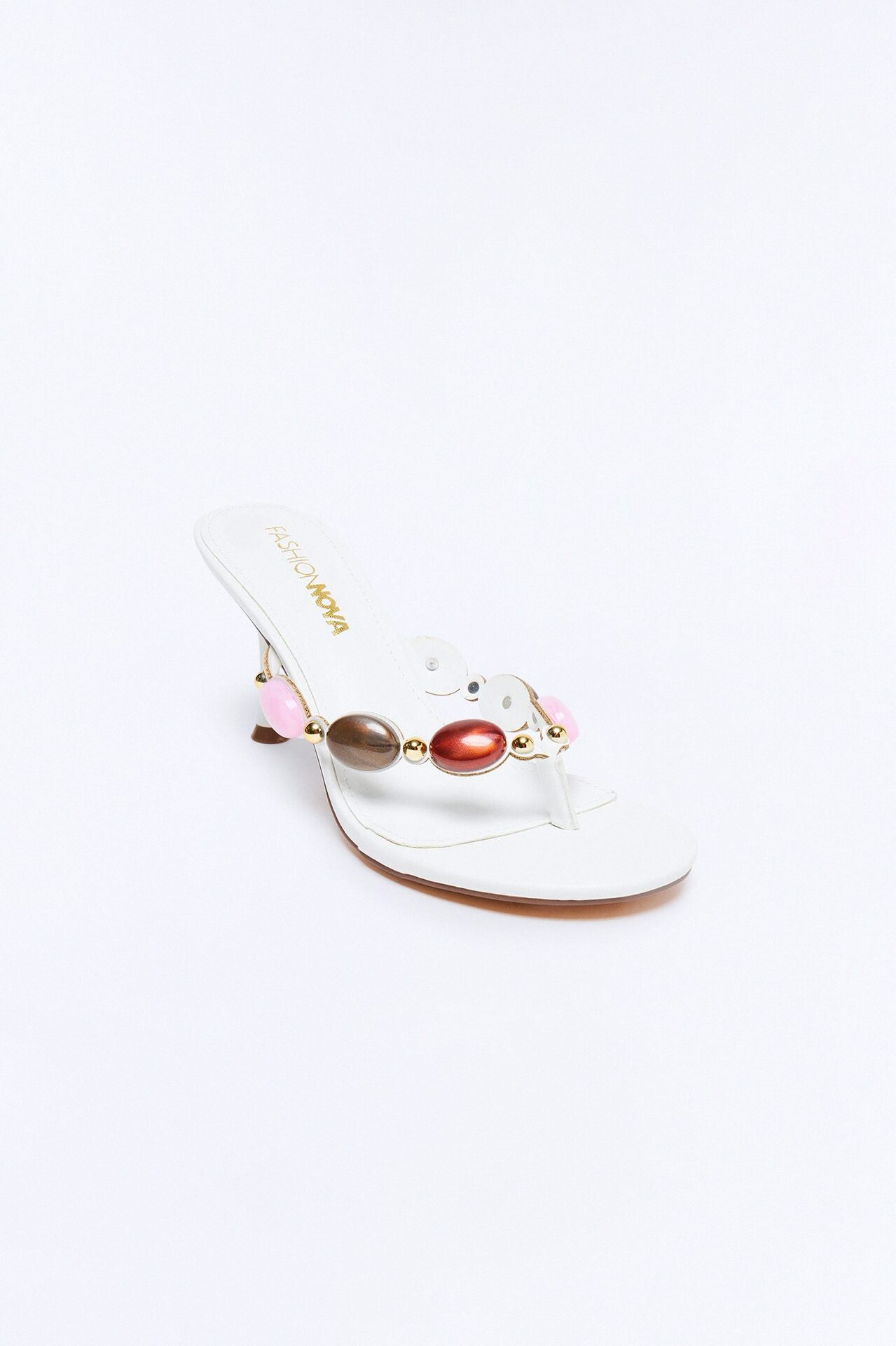 Bay Stone Thong Heels - White