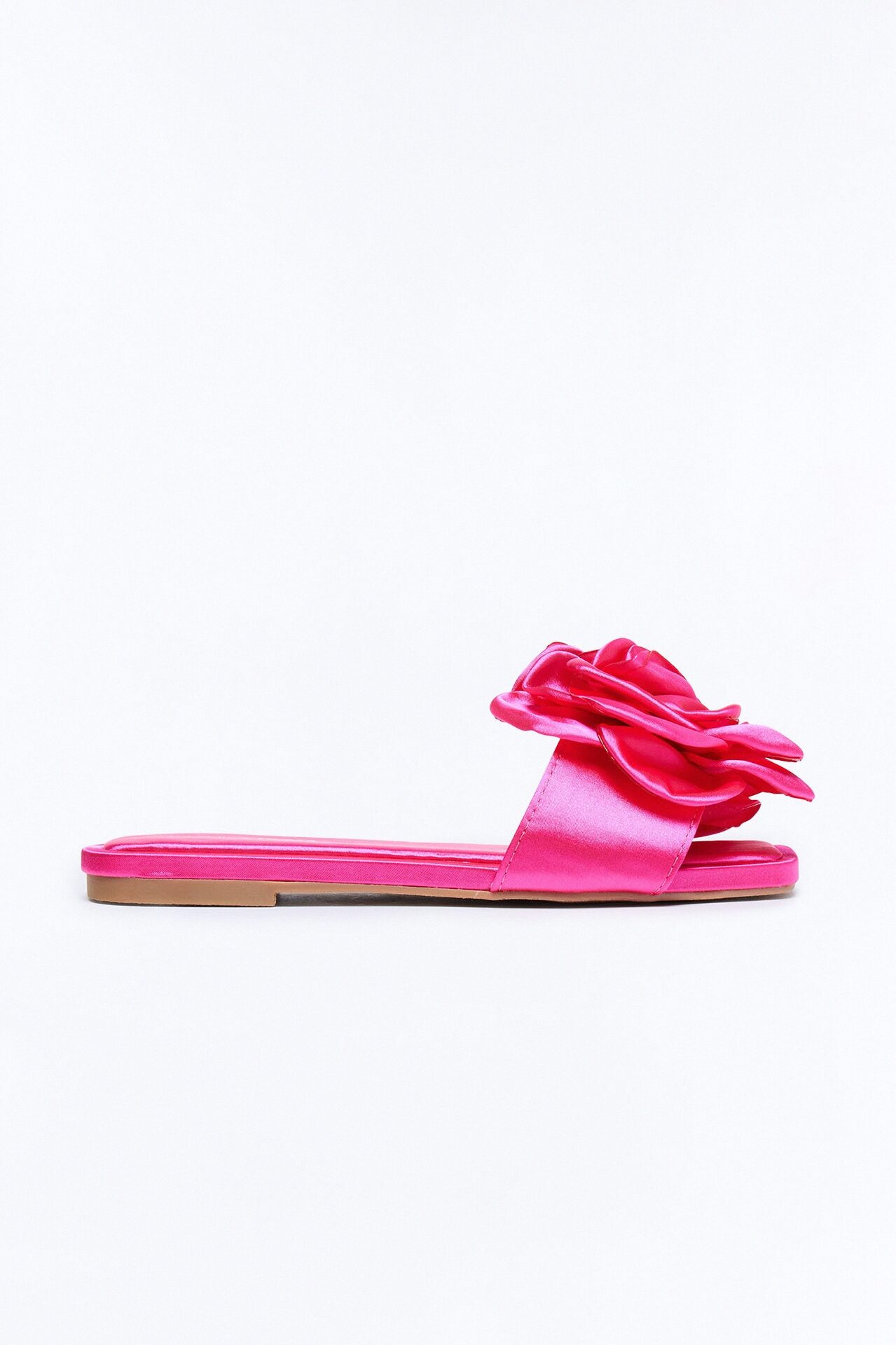 Verity Satin Flower Sandals - Hot Pink