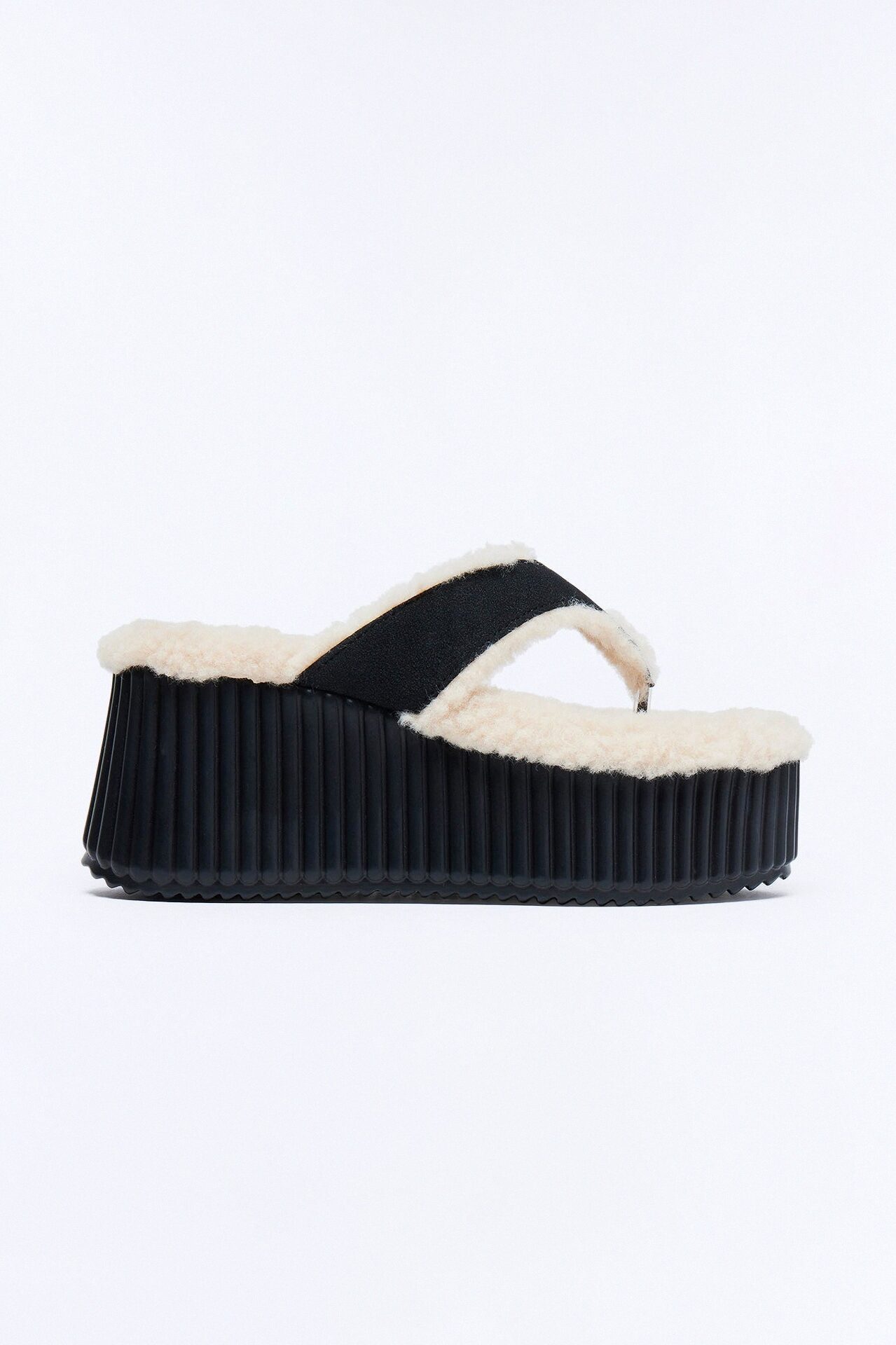 Kiana Faux Fur Wedges - Black