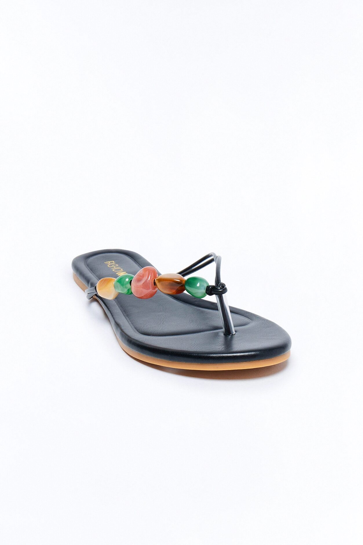 Bella Stone Flip Flop Sandals - Black
