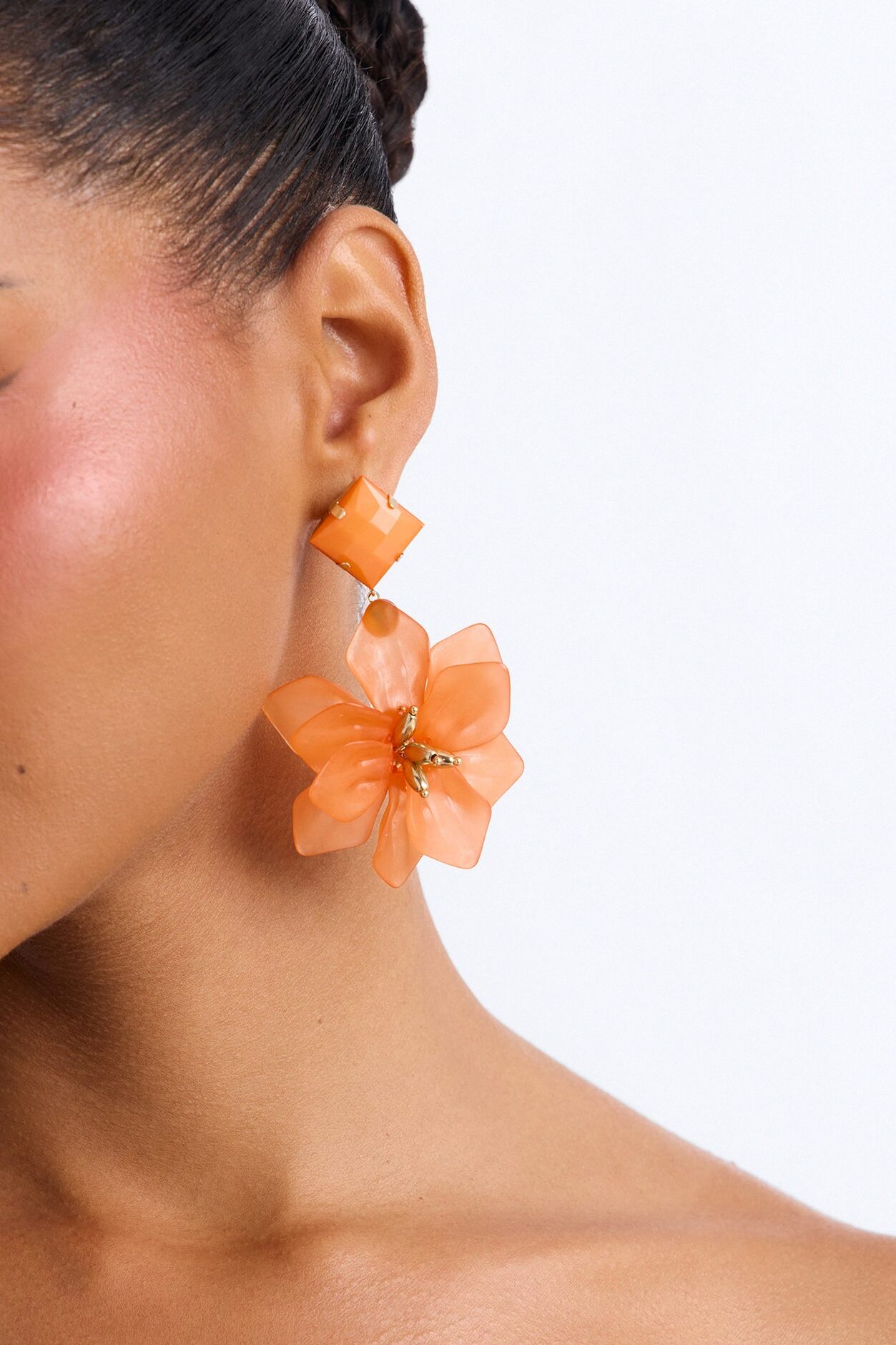 Maribelle Floral Drop Earrings - Orange