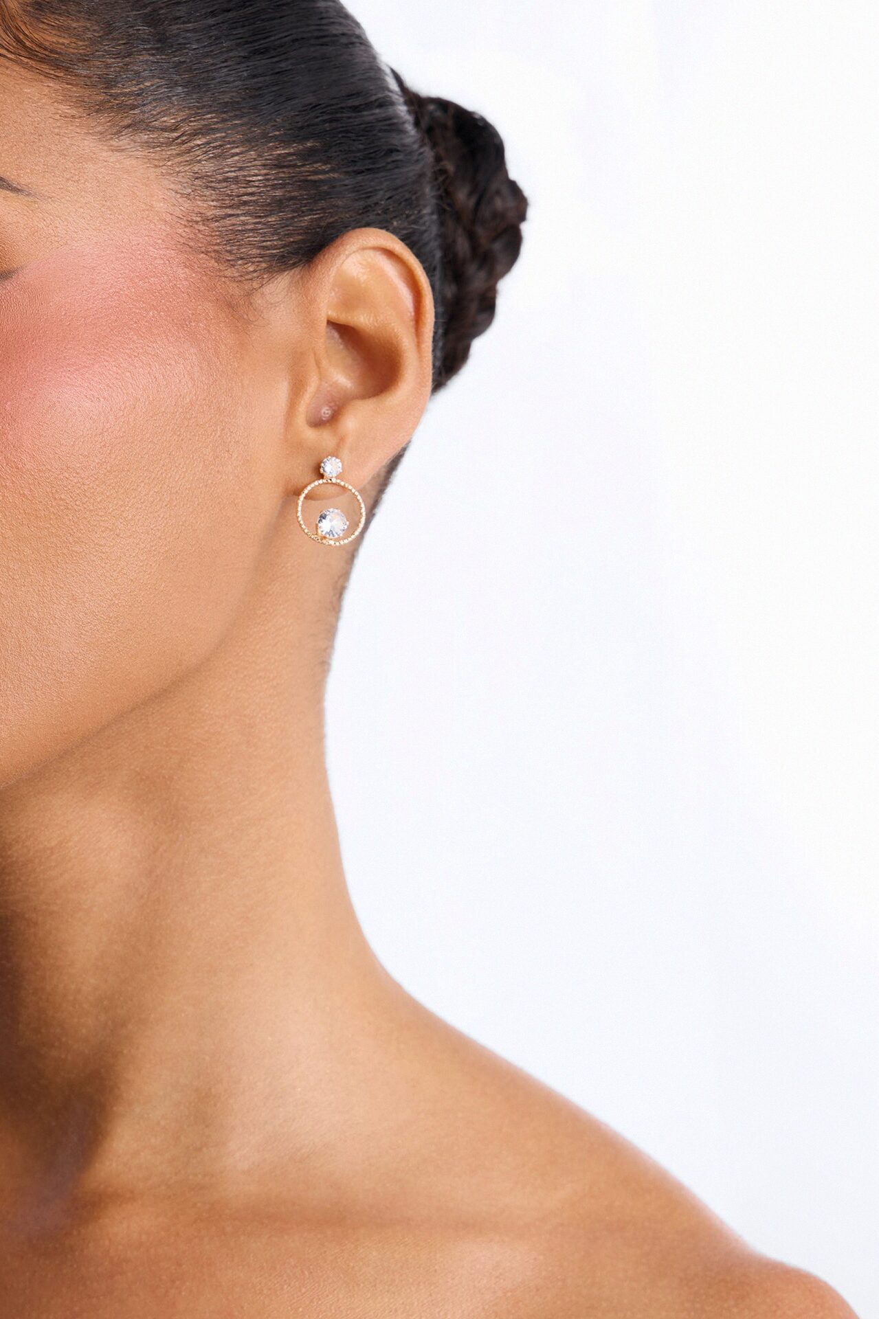 Hopeful Rhinestone Stud Earrings - Gold
