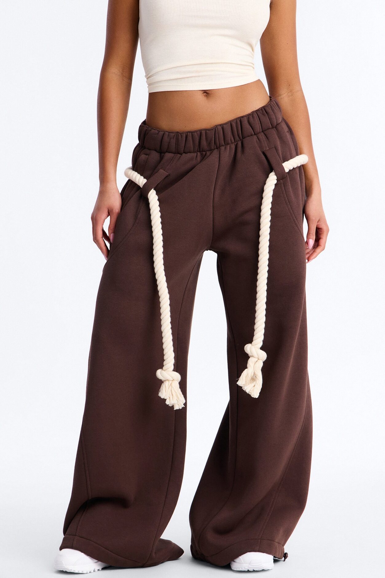 Rope Me In Baggy Barrel Sweatpants - Chocolate