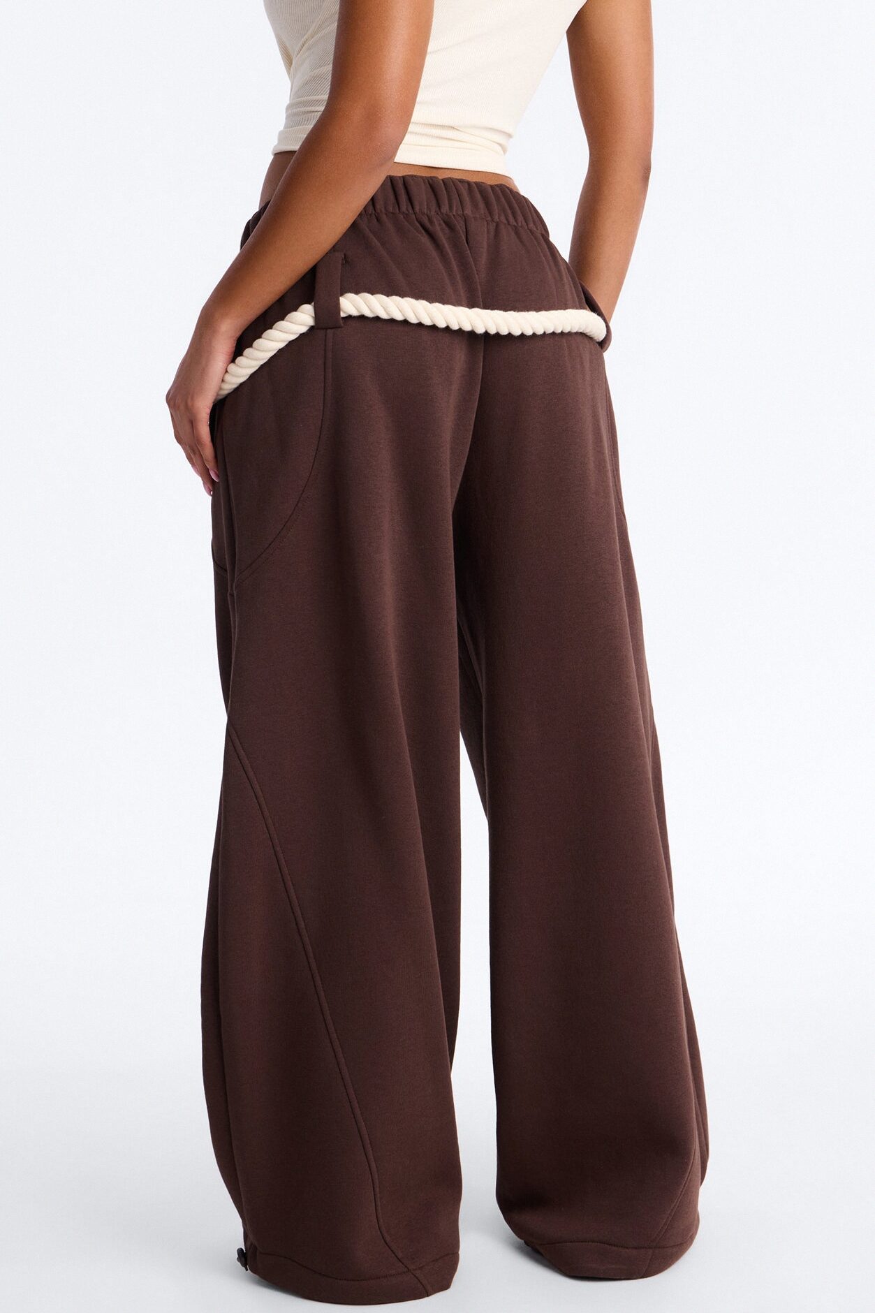 Rope Me In Baggy Barrel Sweatpants - Chocolate