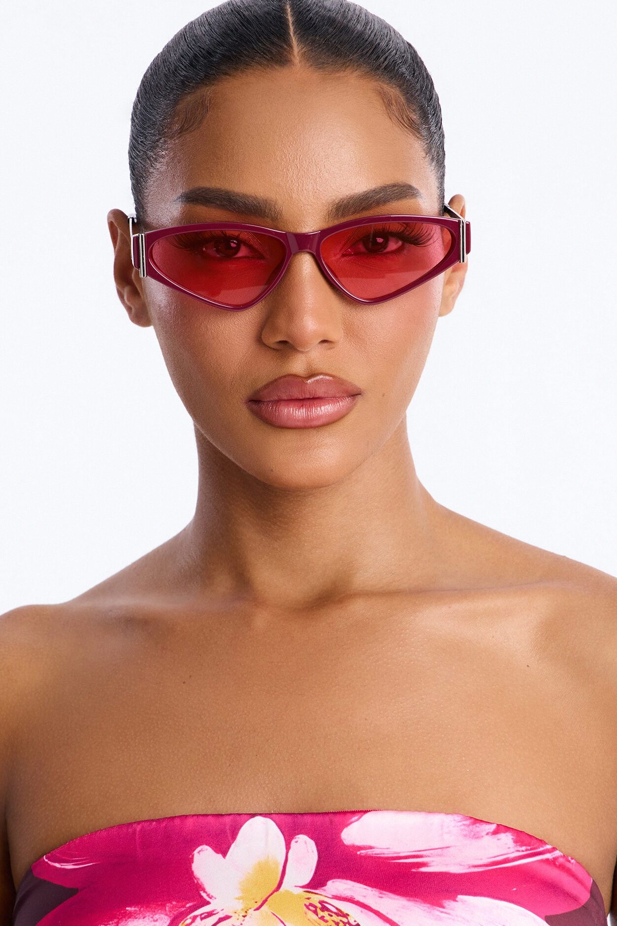 Sherly Temple Cat Eye Sunglasses - Red/combo