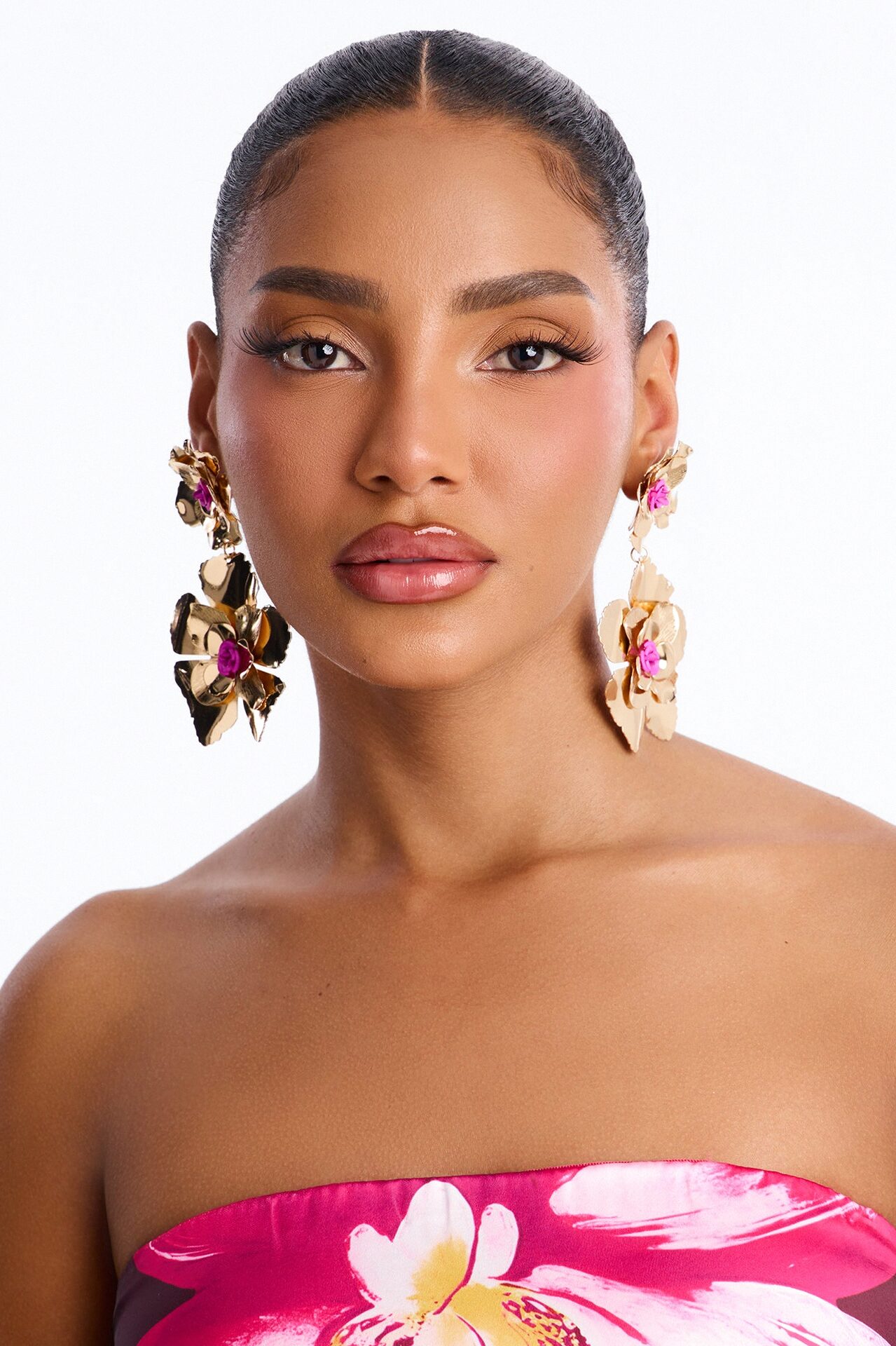 Smelling The Roses Drop Earrings - Gold
