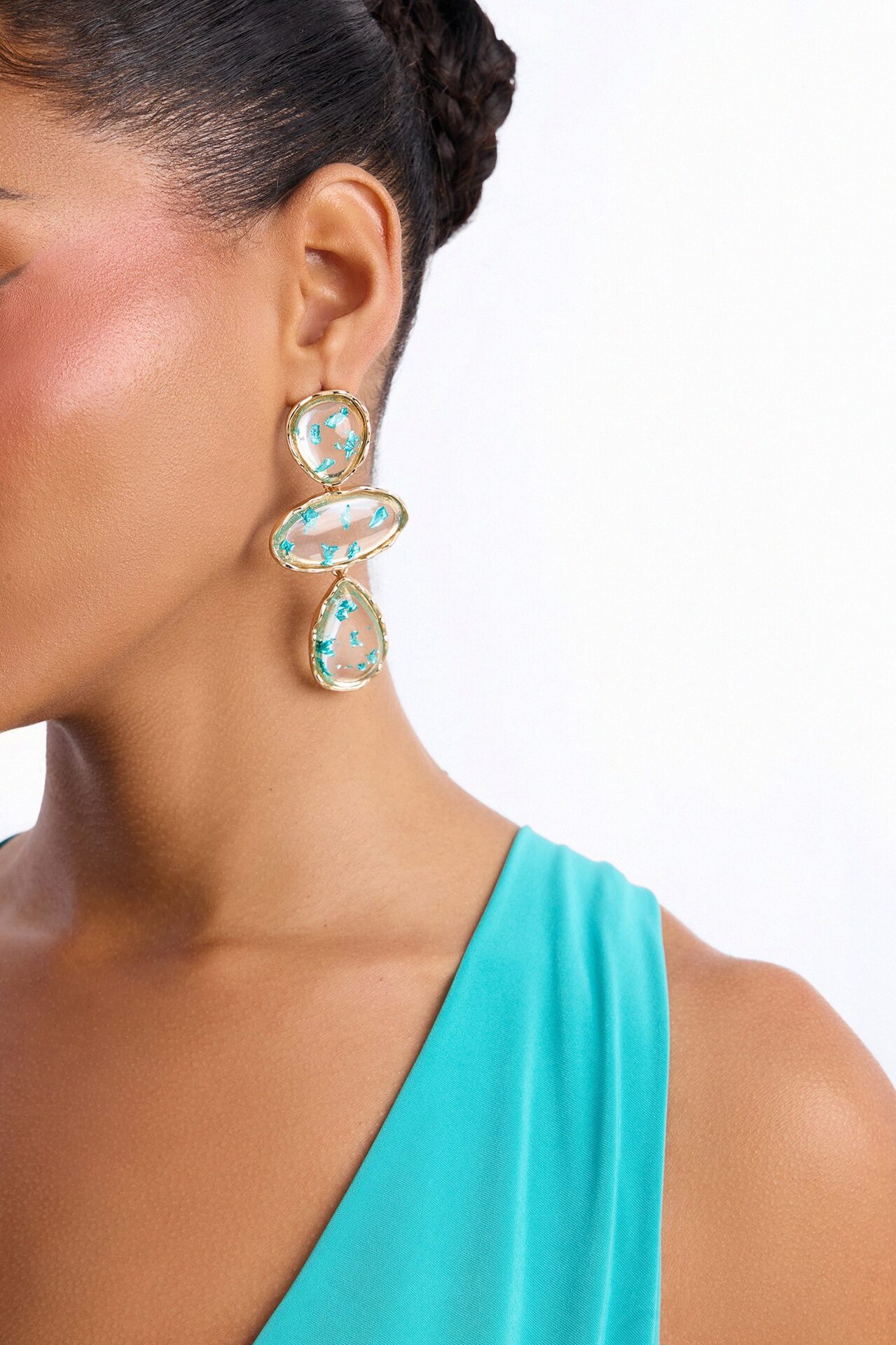 Gleam And Glow Drop Earrings - Gold/Blue