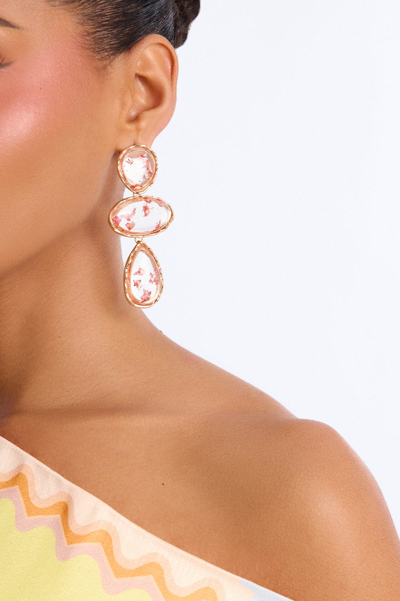 Gleam And Glow Drop Earrings - Gold/Pink