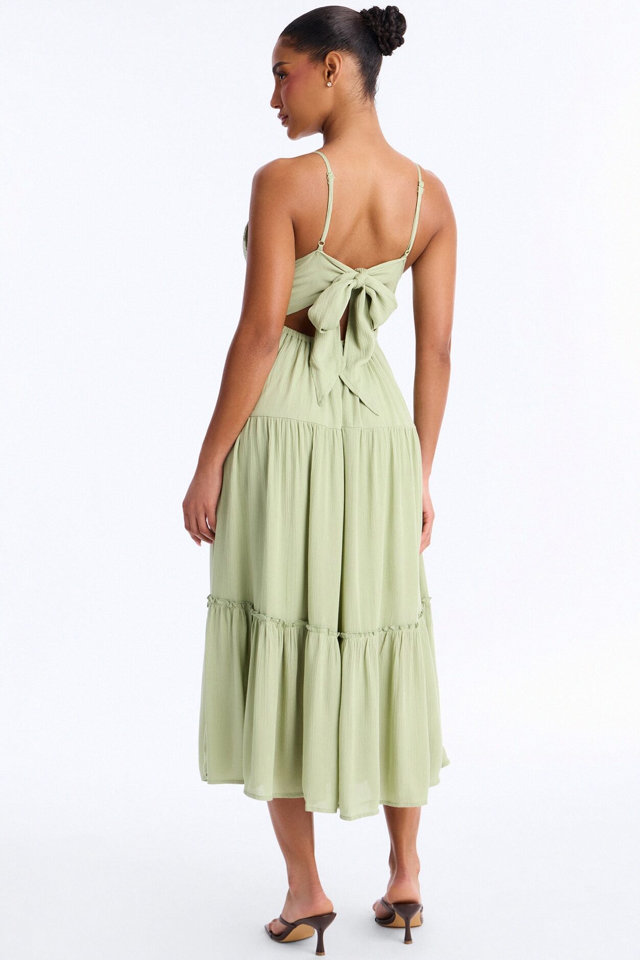 Bianca Crochet Midi Dress - Sage