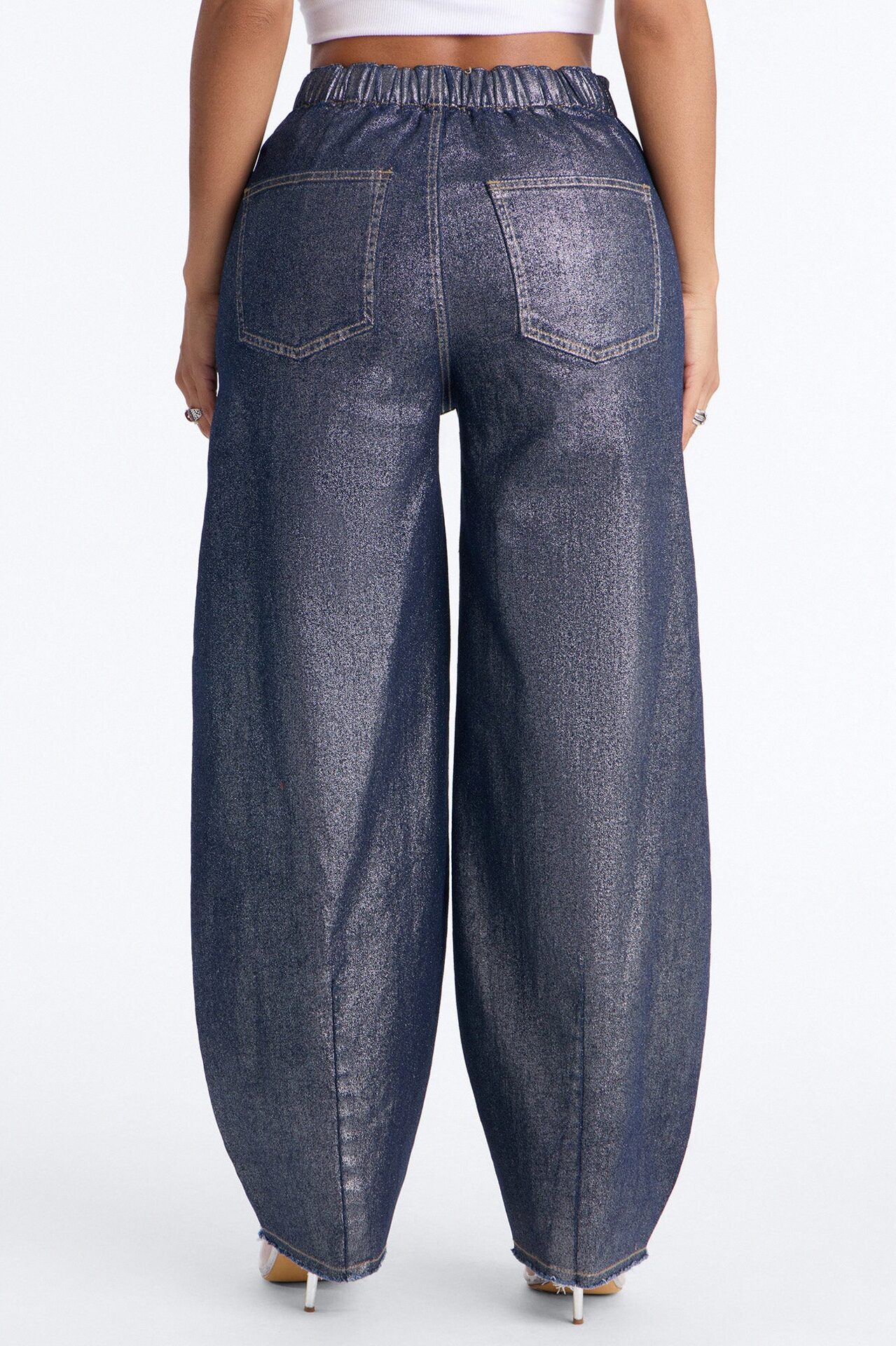 Reflect On Me Metallic Pull On Jeans - Dark Wash