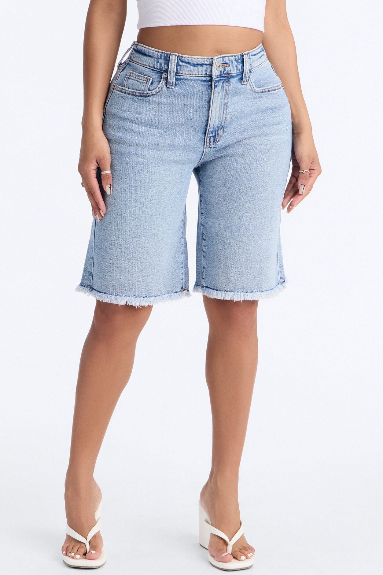 First Destination Stretch 90s Denim Jorts - Medium Wash