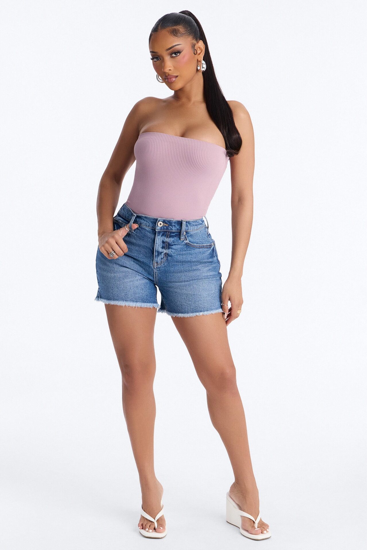 Kaleigh Stretch Denim Shorts - Dark Wash