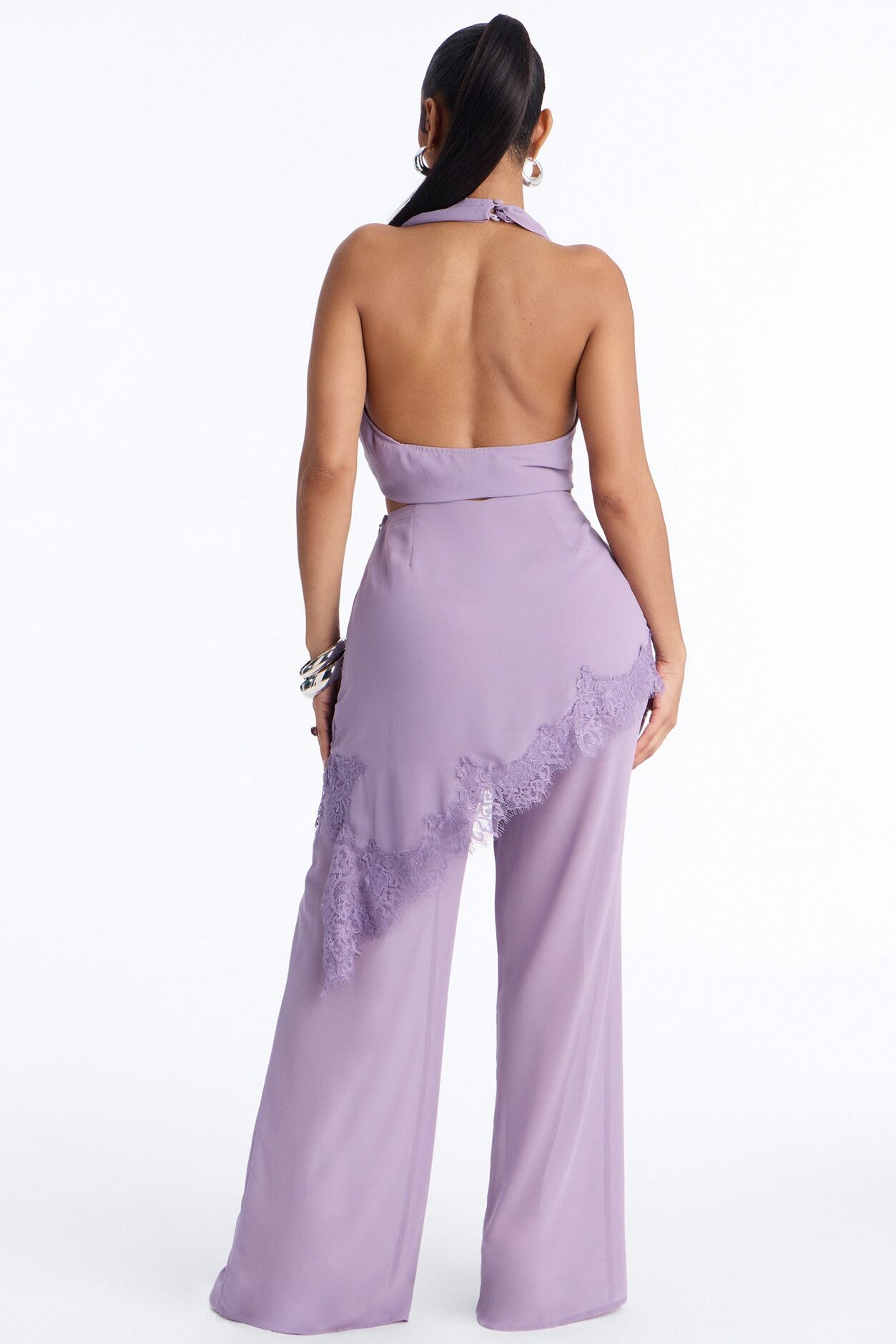 Current Mood Chiffon Halter Pant Set - Lavender