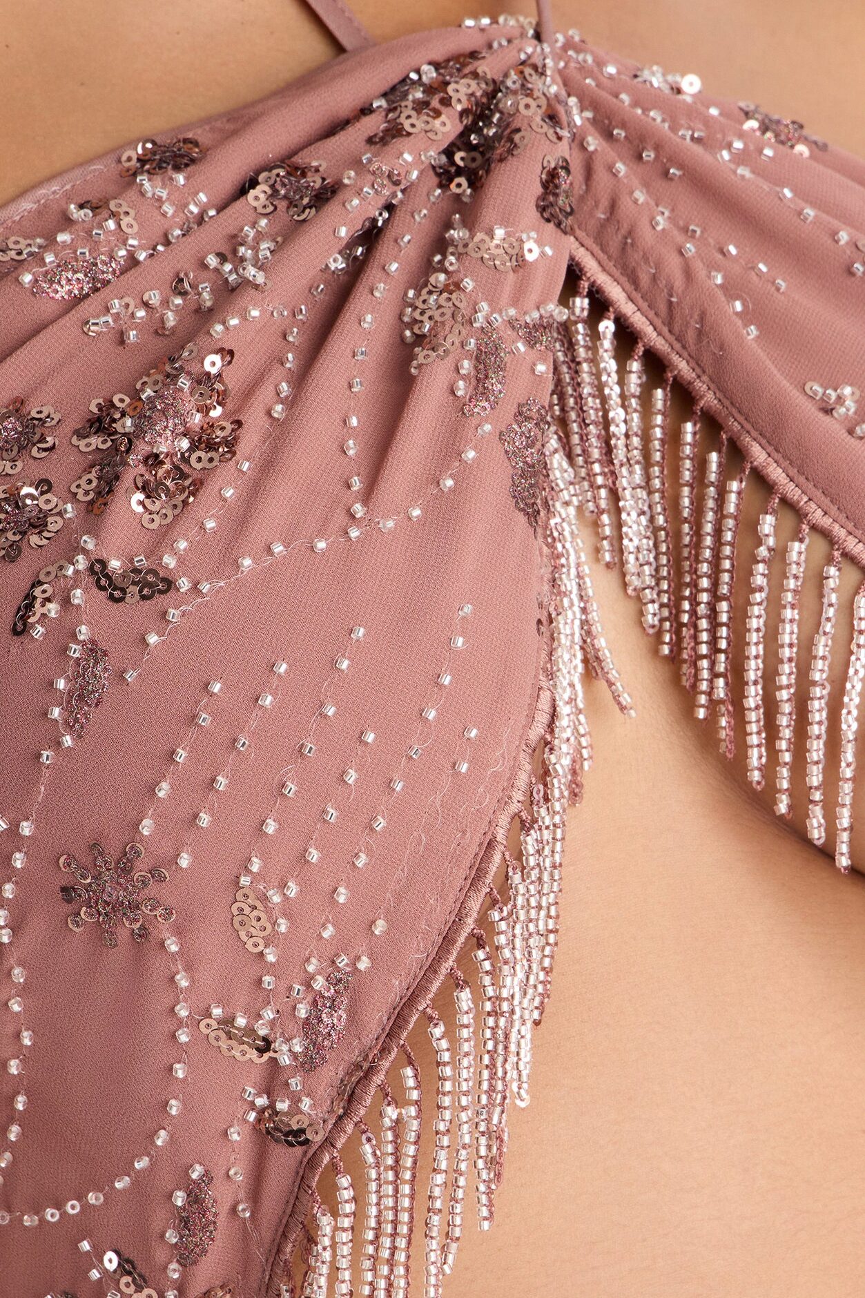 Anya Embellished Chiffon Jumpsuit - Chocolate