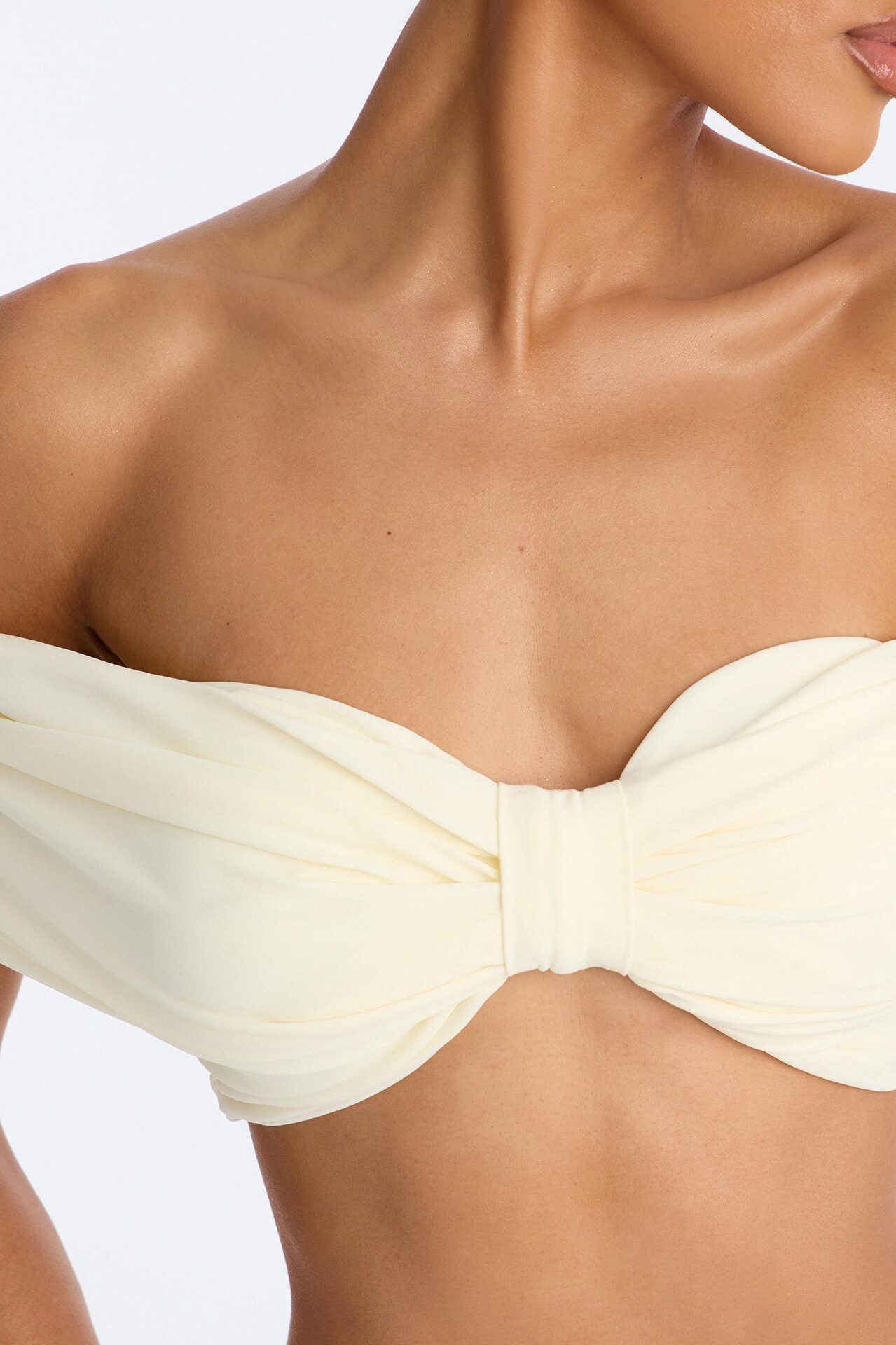 Nina Off Shoulder Ruched Crop Top - Cream
