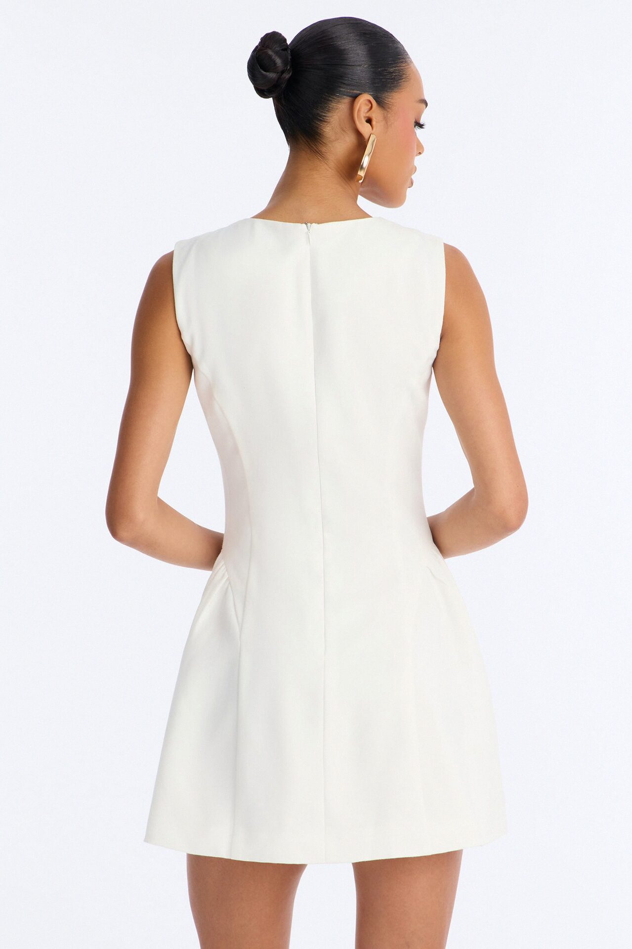 Elsie Sleeveless Button Up Mini Dress - White
