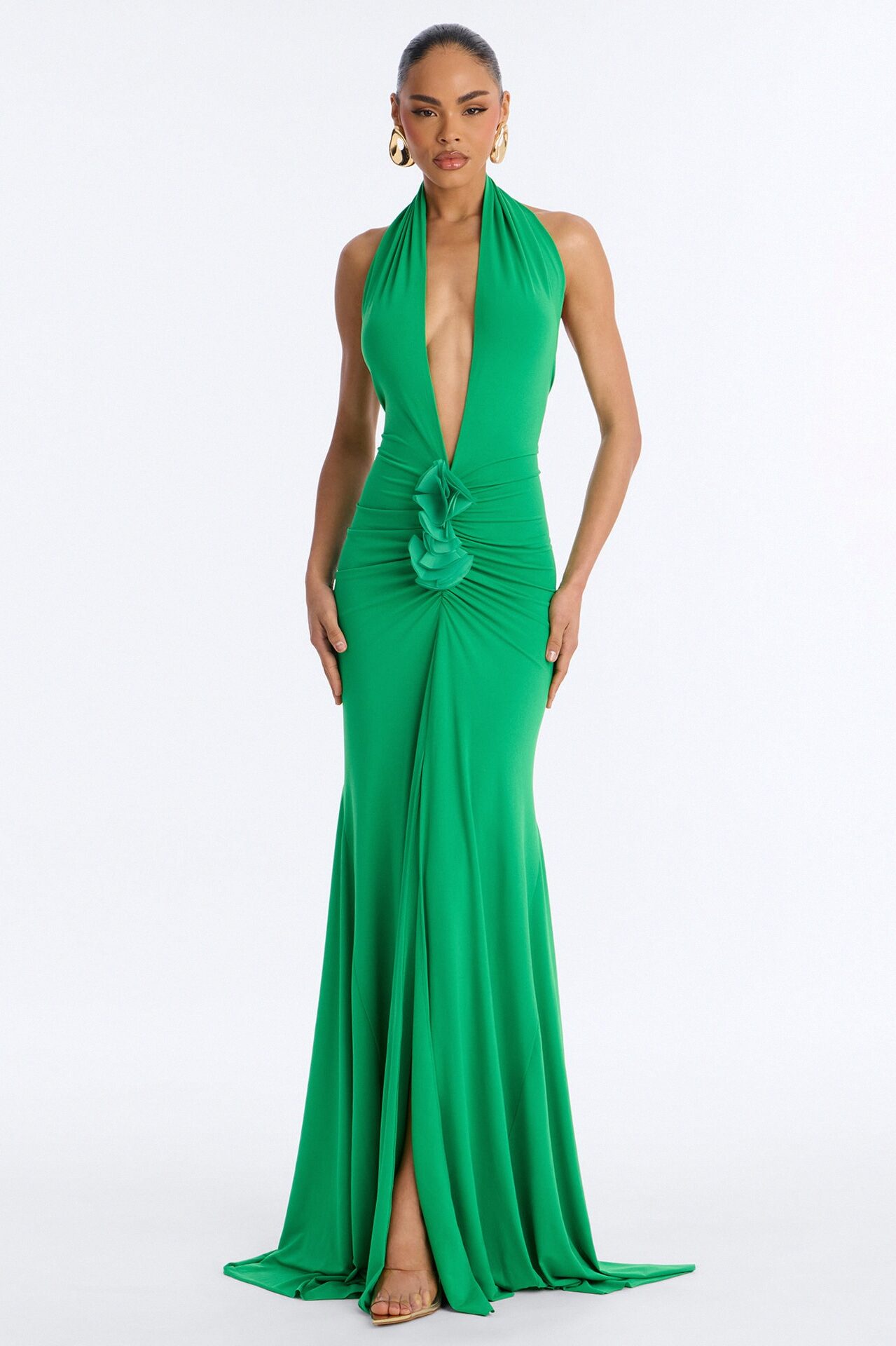 Shayna Halter Backless Maxi Dress - Kelly Green