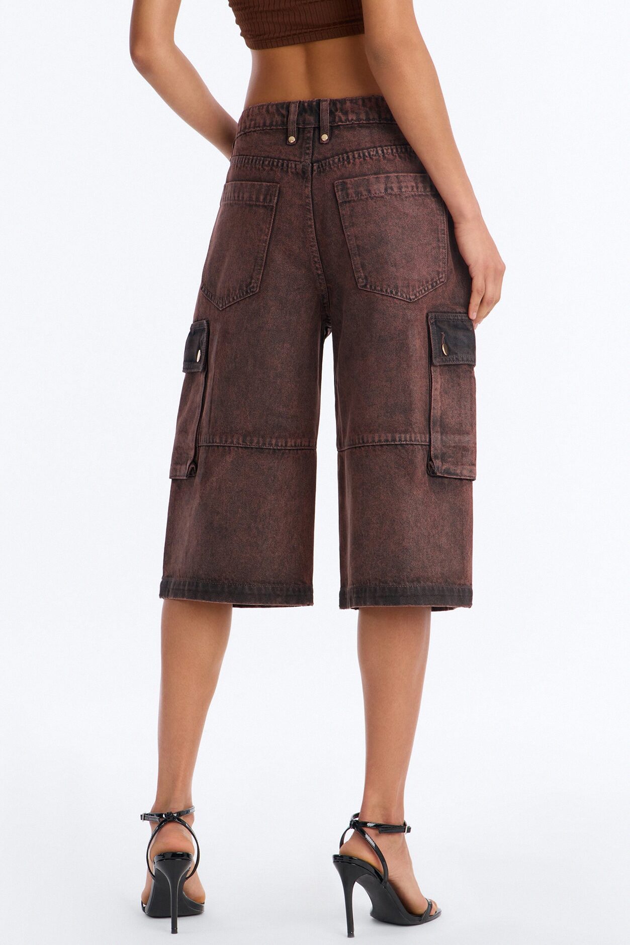 Group Seven Coated Denim Cargo Jorts - Brown