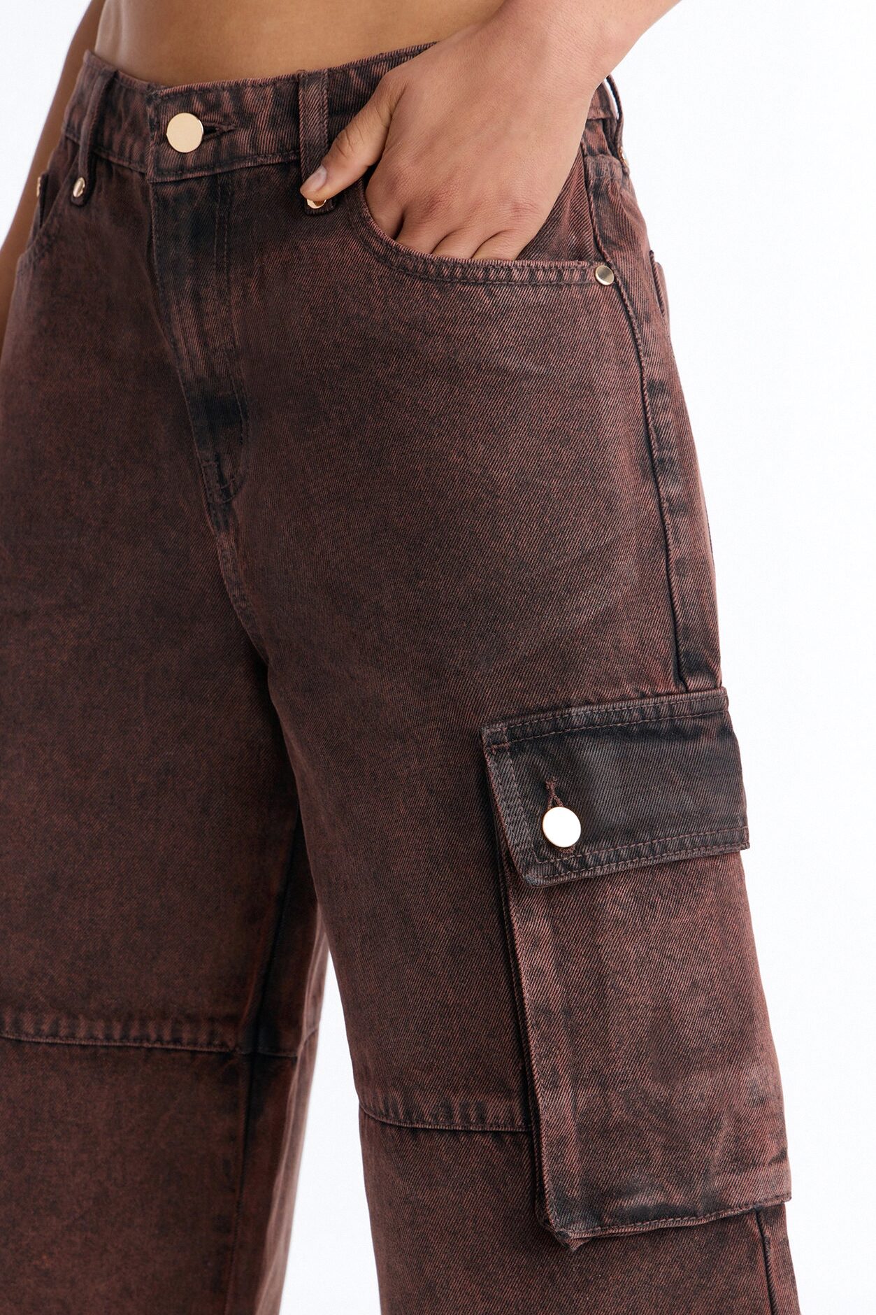 Group Seven Coated Denim Cargo Jorts - Brown