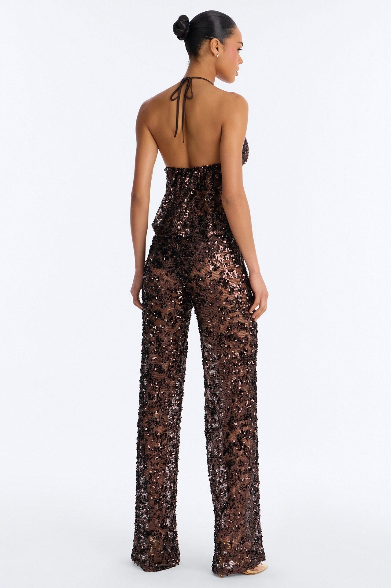 Gianna Sequin Pant Set - Chocolate