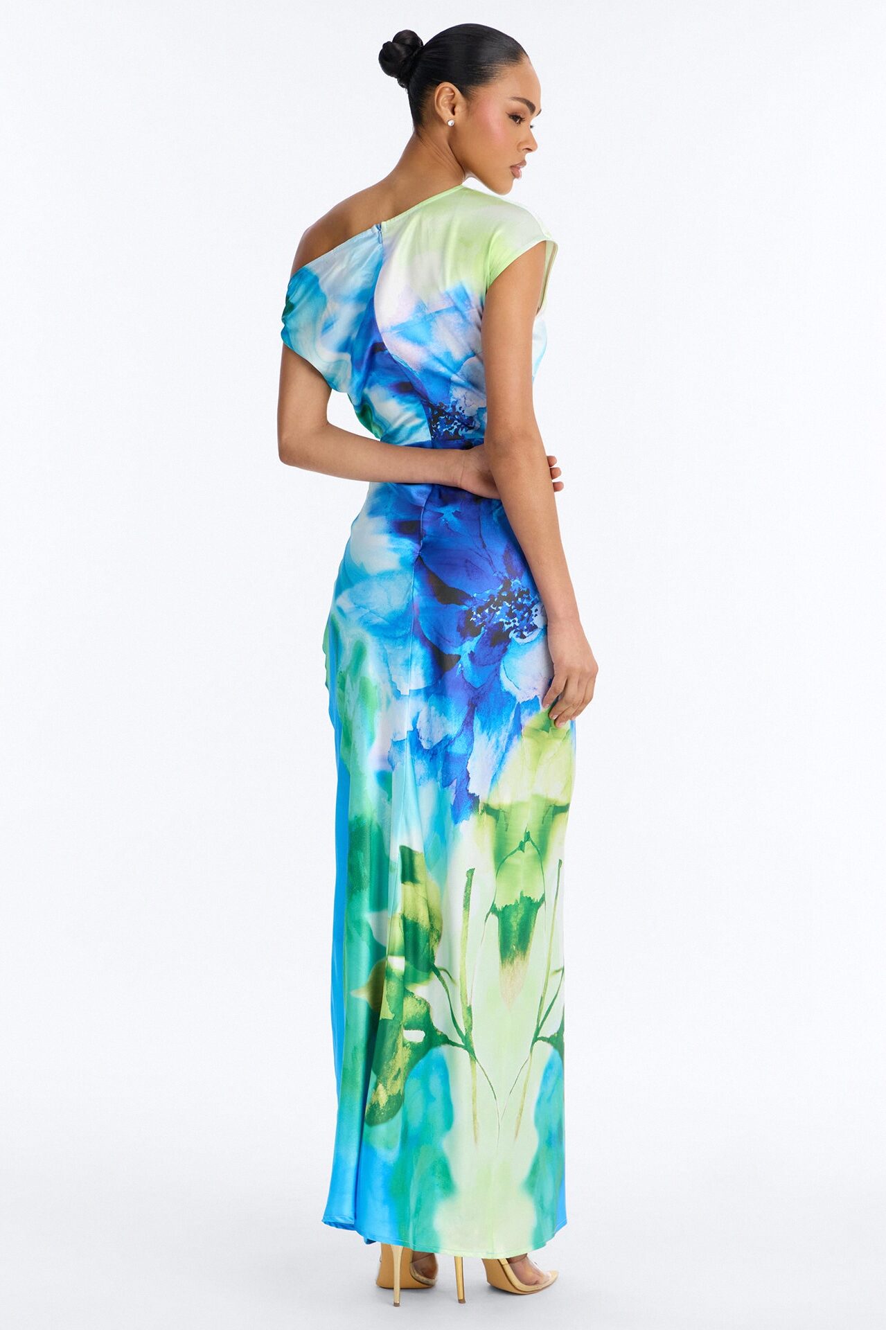 Easy To Love Me Satin Maxi Dress - Blue/combo
