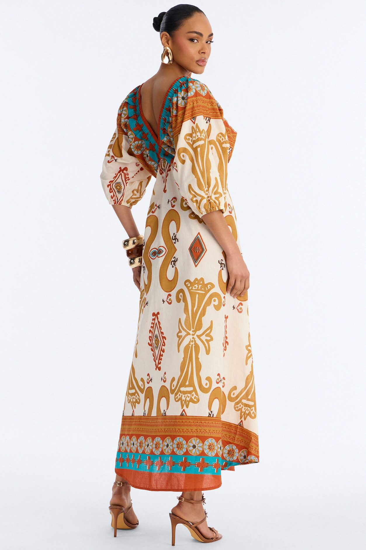 Kayla Printed Maxi Dress - Ivory/combo