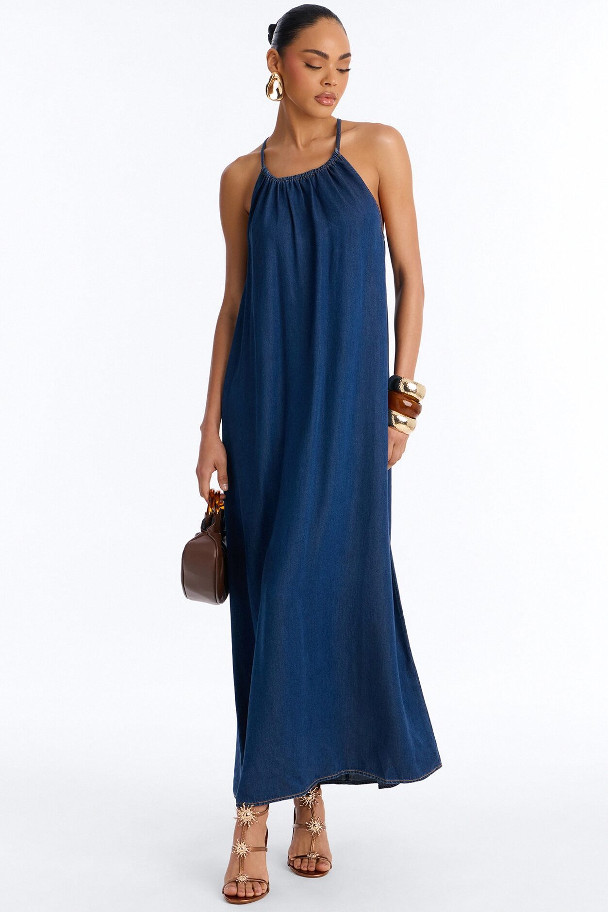 Daytime Chic Denim Maxi Dress - Dark Wash