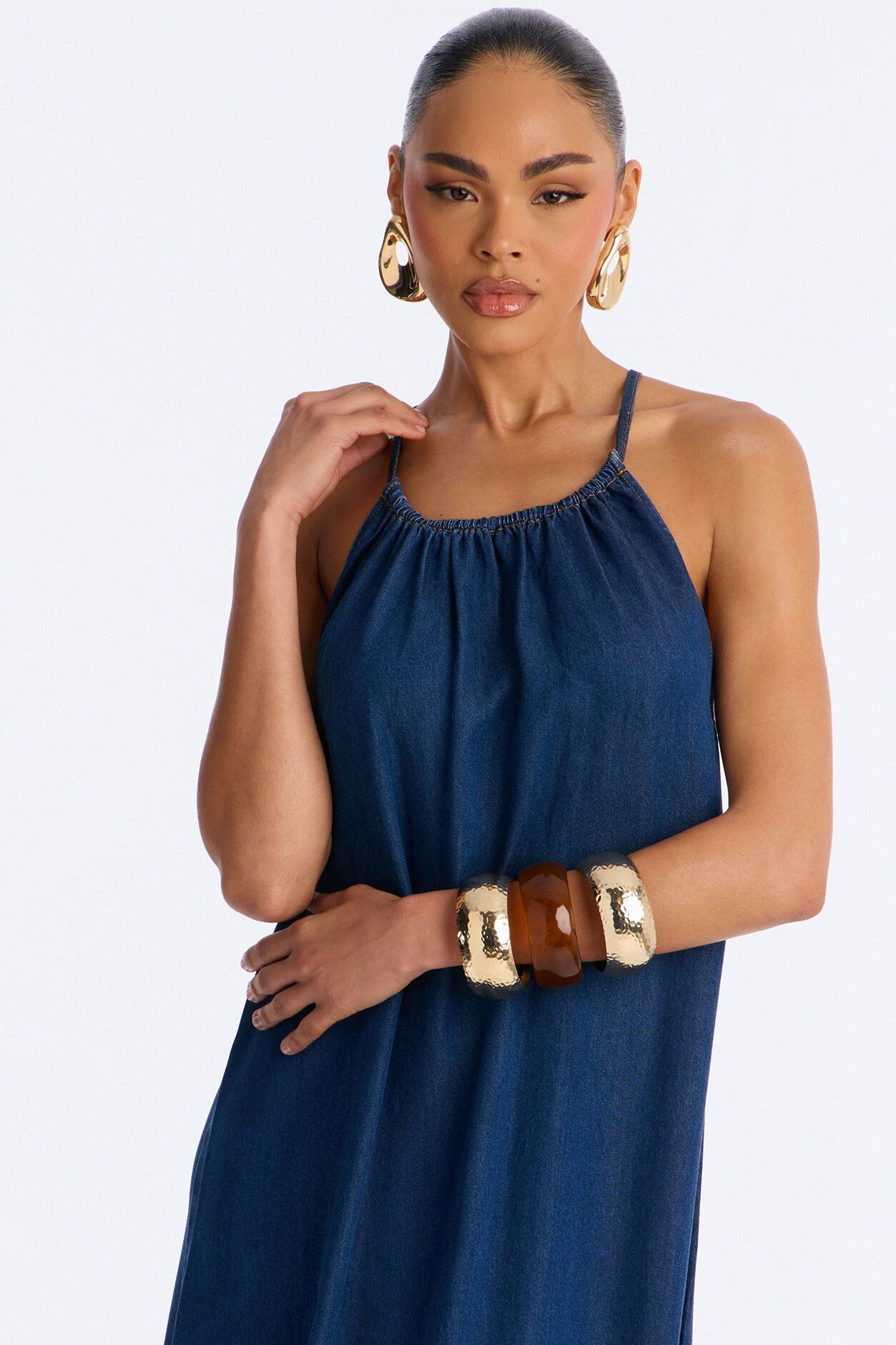 Daytime Chic Denim Maxi Dress - Dark Wash
